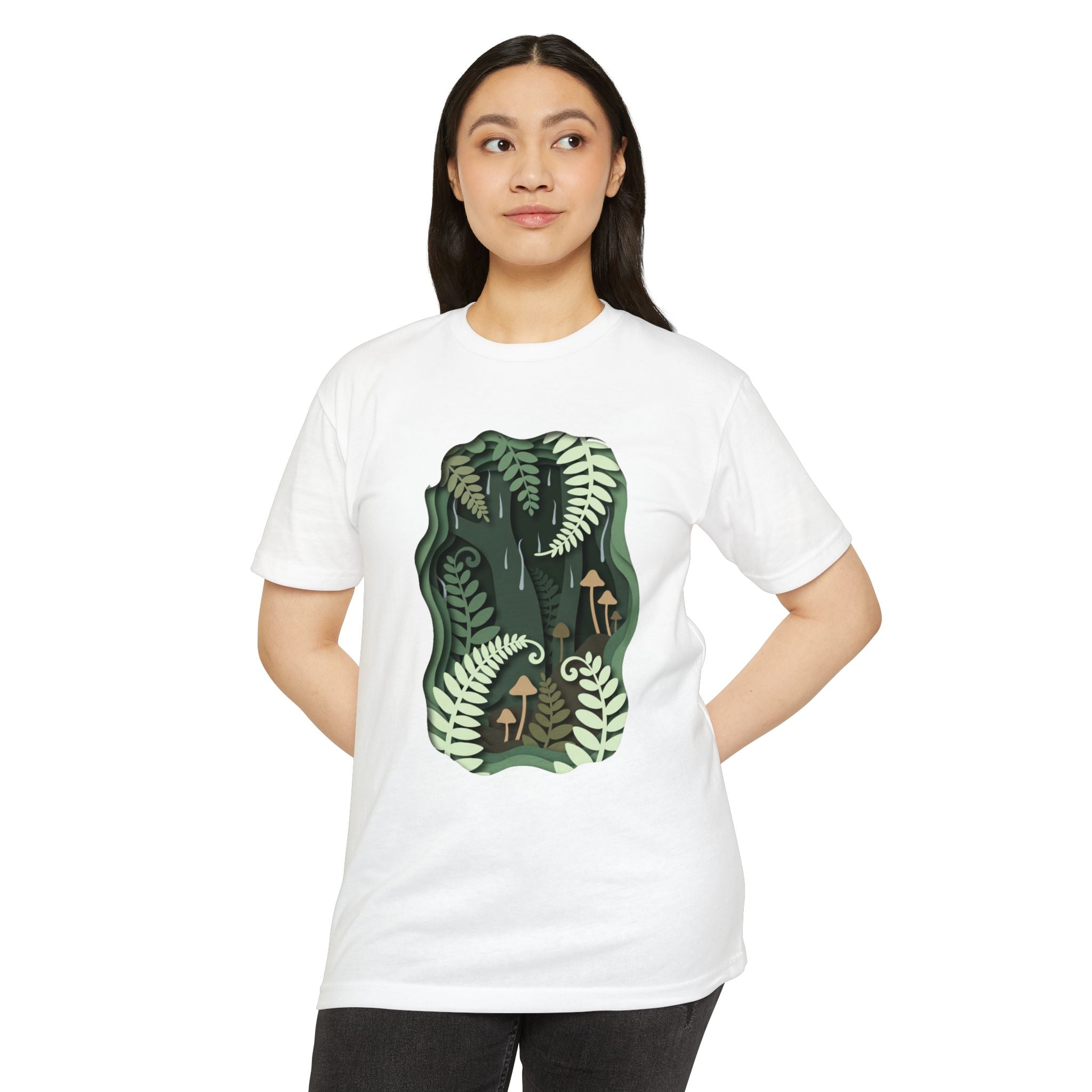 Fern & Fungi Graphic T-Shirt — Botanical Mushroom Nature Tee
