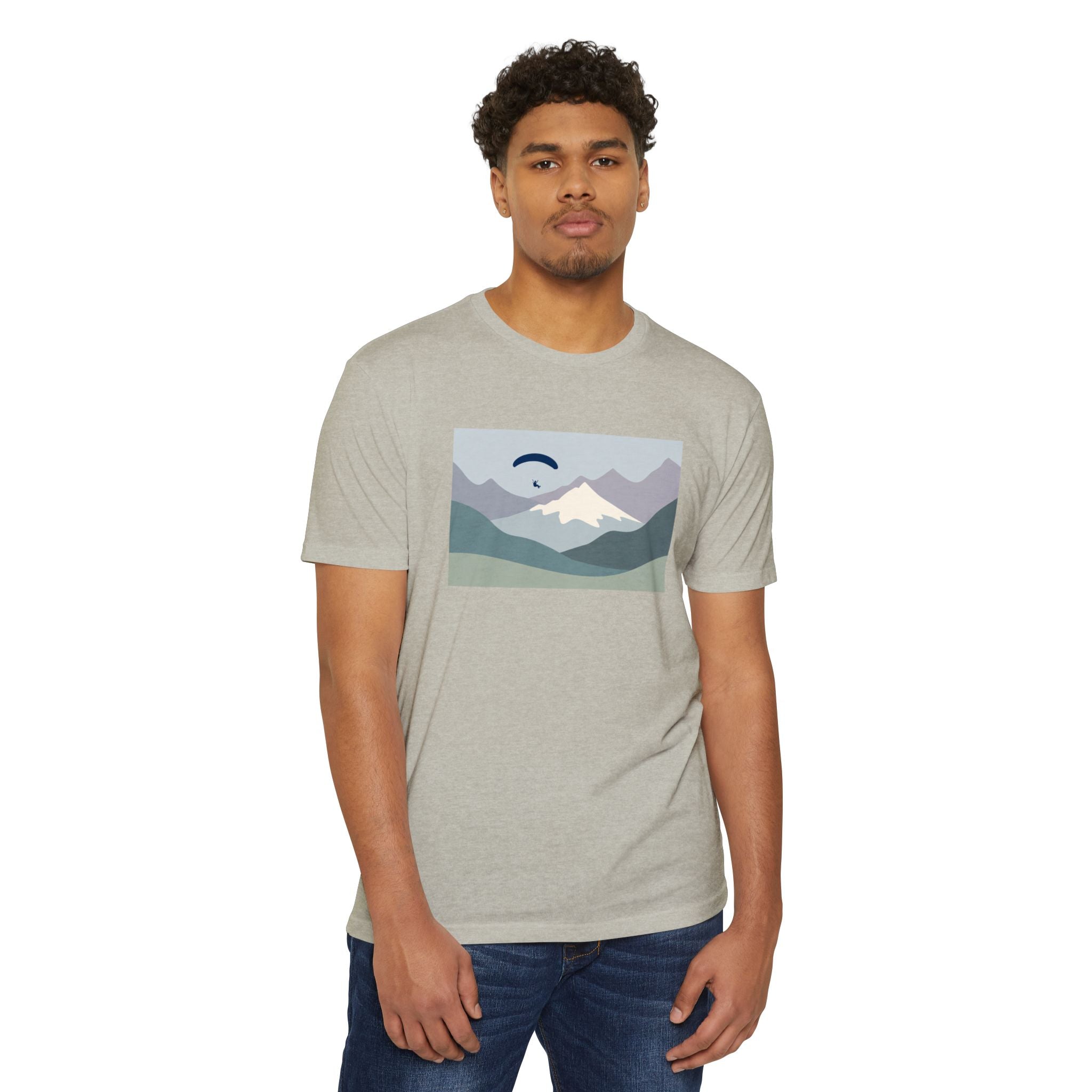 Mountain Paraglider Tee — Minimalist Scenic Graphic T-Shirt