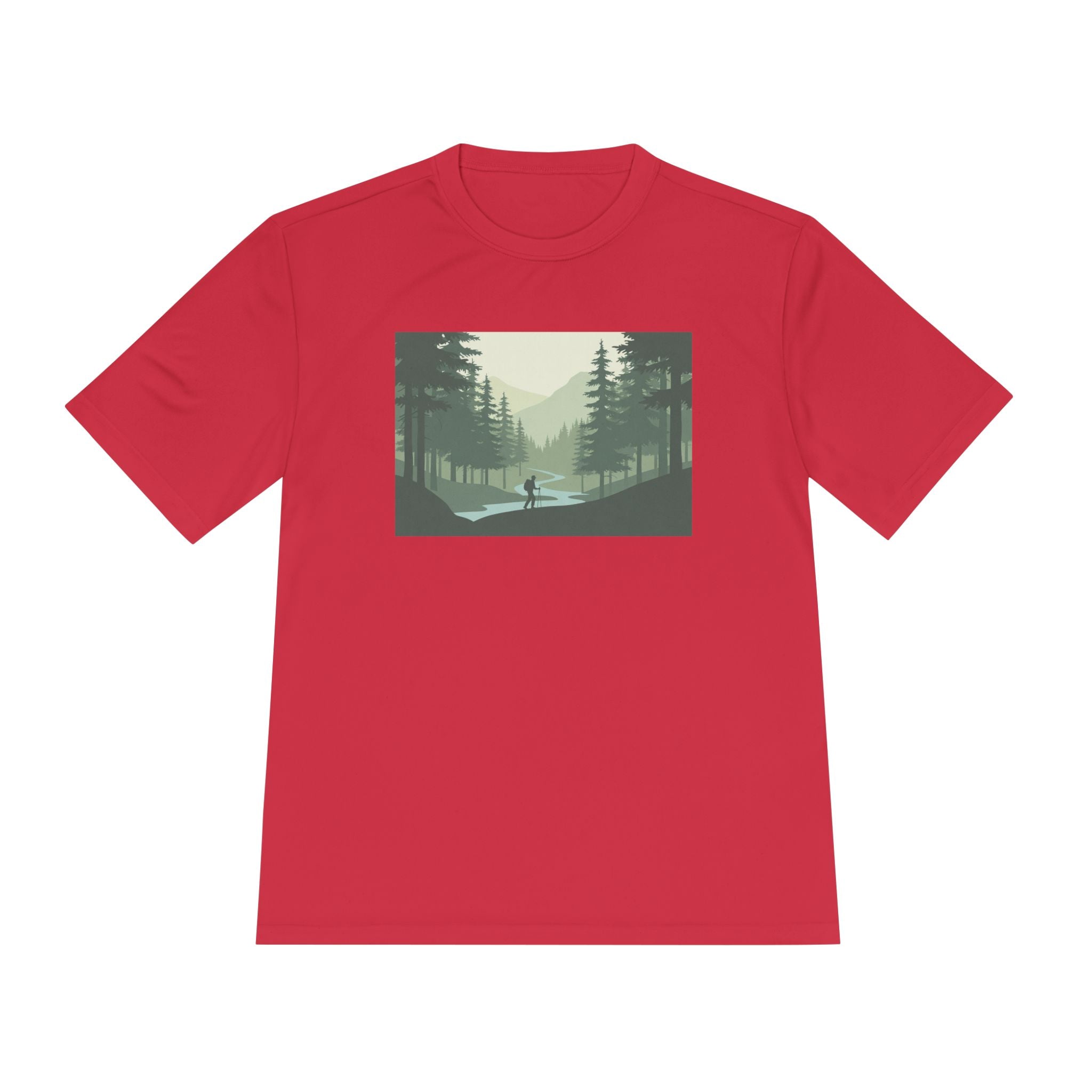 Forest Lake Camping Tee — Minimal Mountain Landscape T-Shirt for Outdoor Lovers