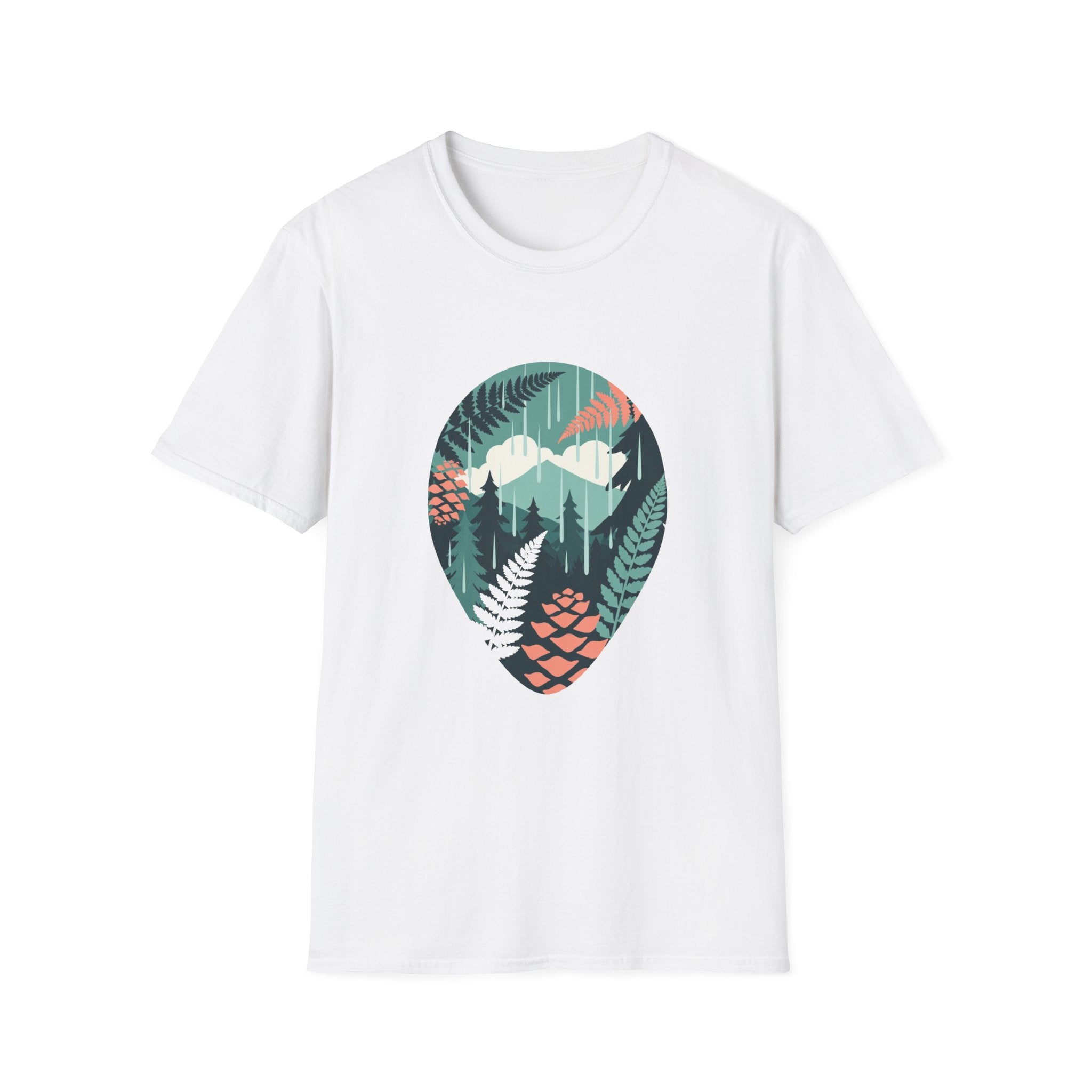 Adventure Nature T-Shirt — Mountain & Fern Badge Graphic