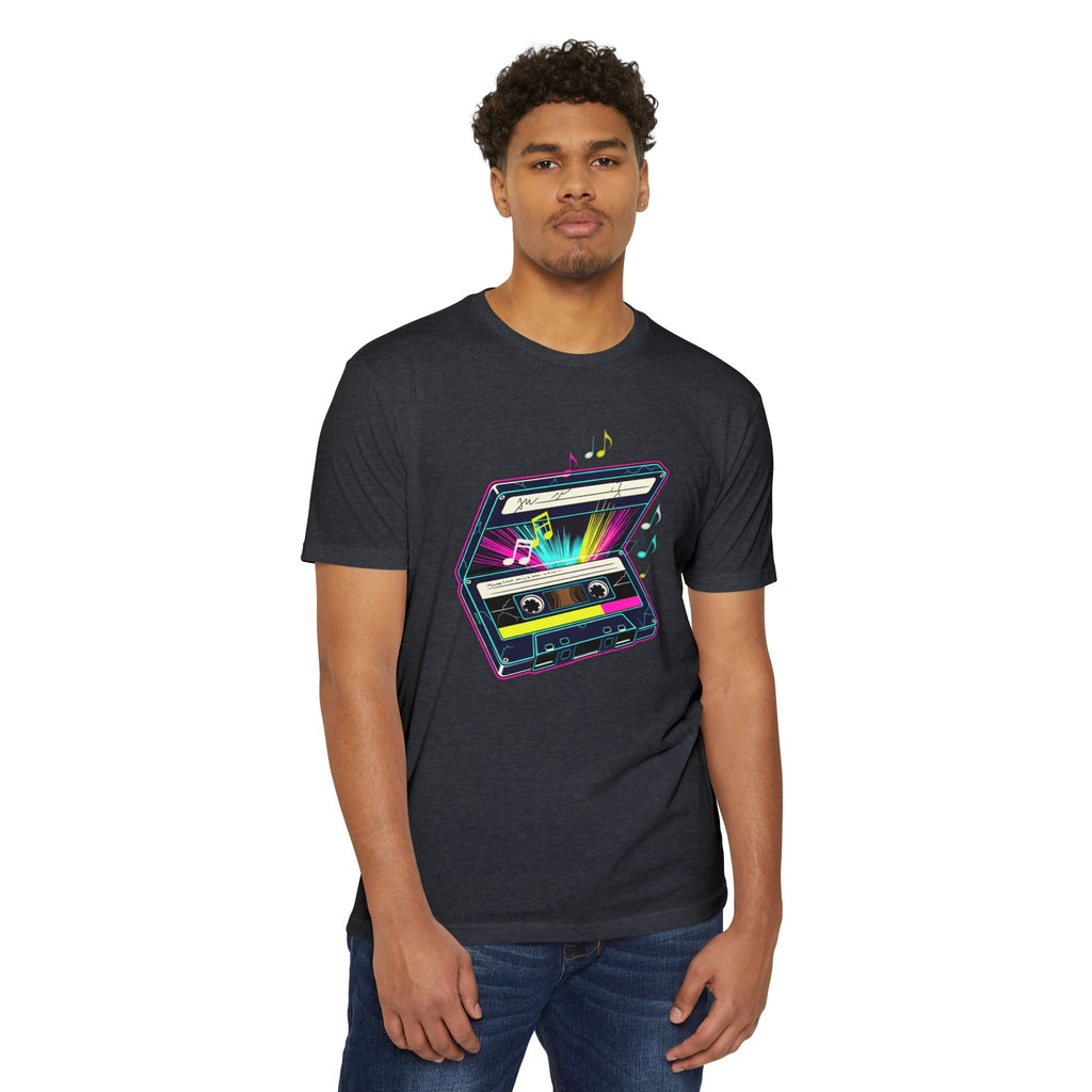 Retro Neon Cassette T-Shirt — 80s Vintage Music Tee