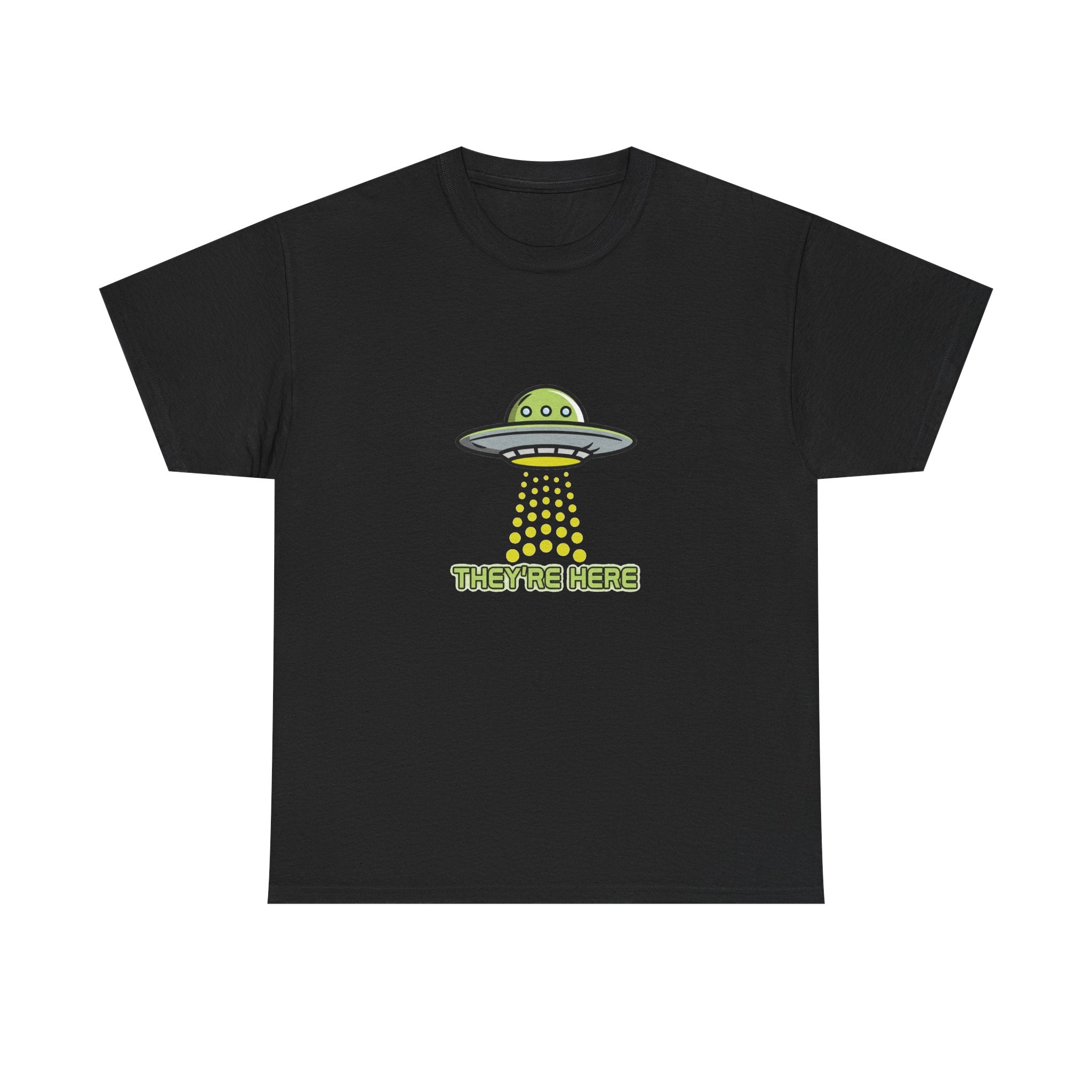 UFO Graphic Tee — "They’re Here" Alien Abduction T‑Shirt