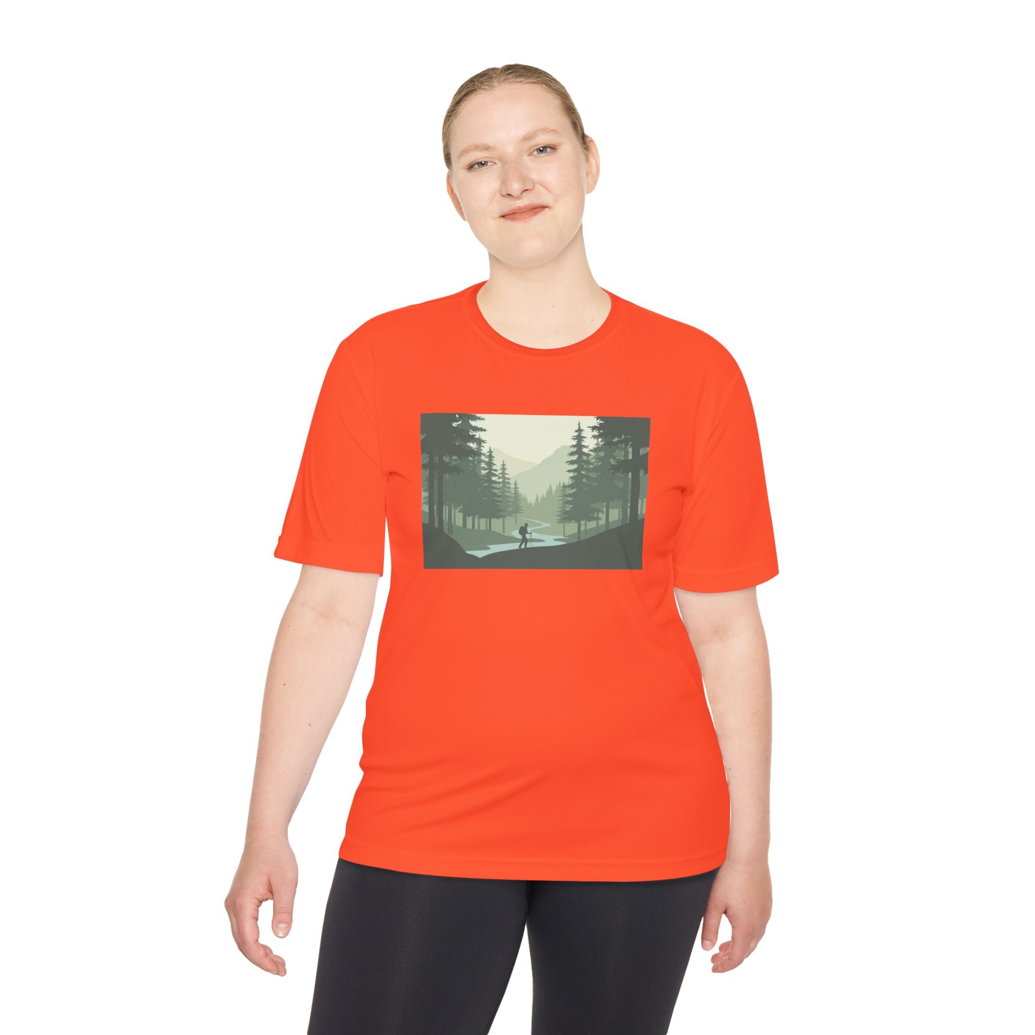 Forest Lake Camping Tee — Minimal Mountain Landscape T-Shirt for Outdoor Lovers