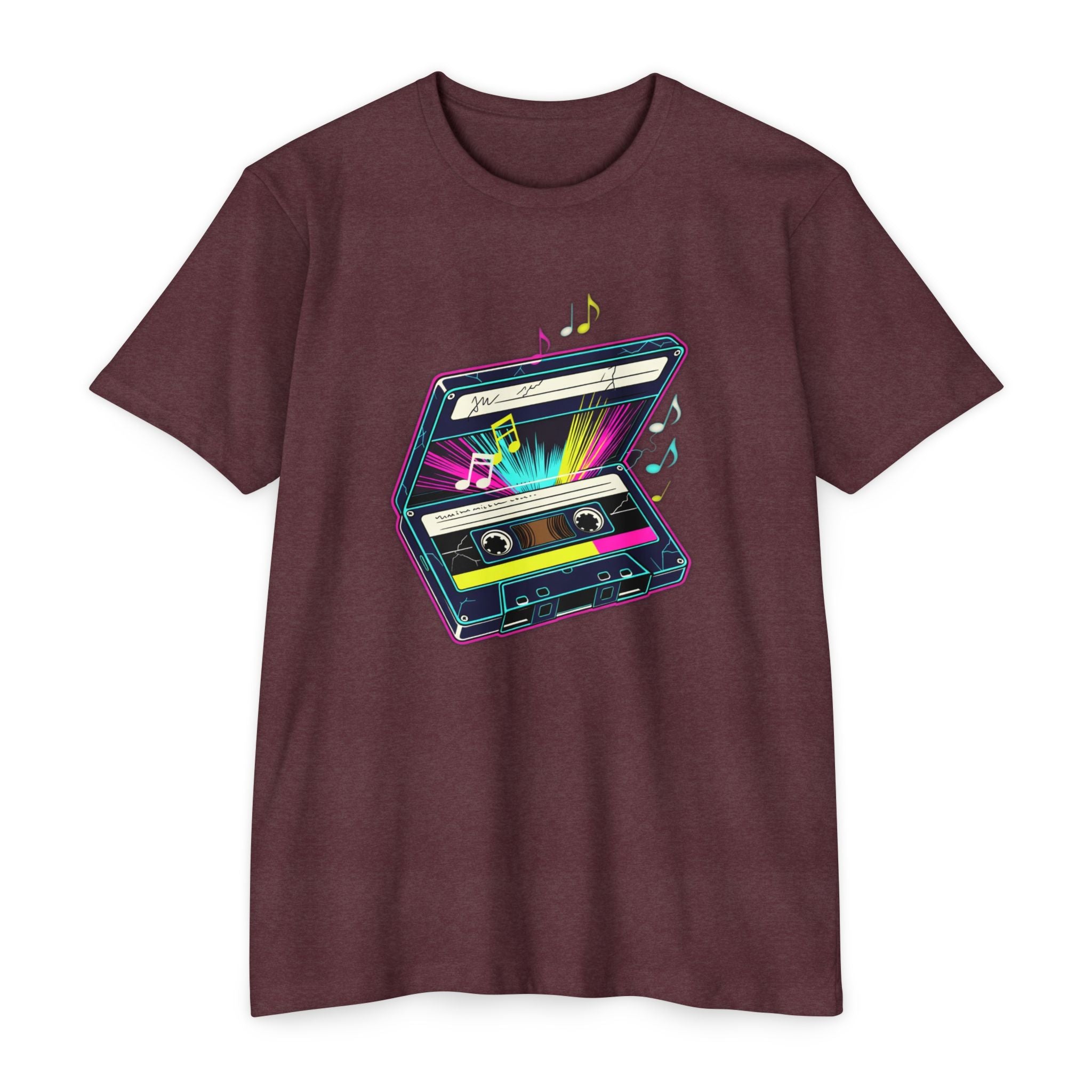 Retro Neon Cassette T-Shirt — 80s Vintage Music Tee