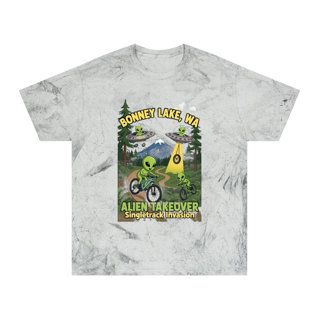 Bonney Lake WA Alien Takeover T-Shirt — Singletrack Invasion Mountain Bike Graphic Tee