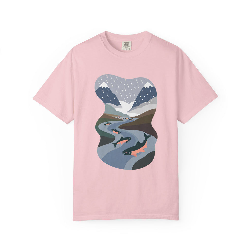 River Salmon Graphic T-Shirt — Mountain Fishing Scenic Tee
