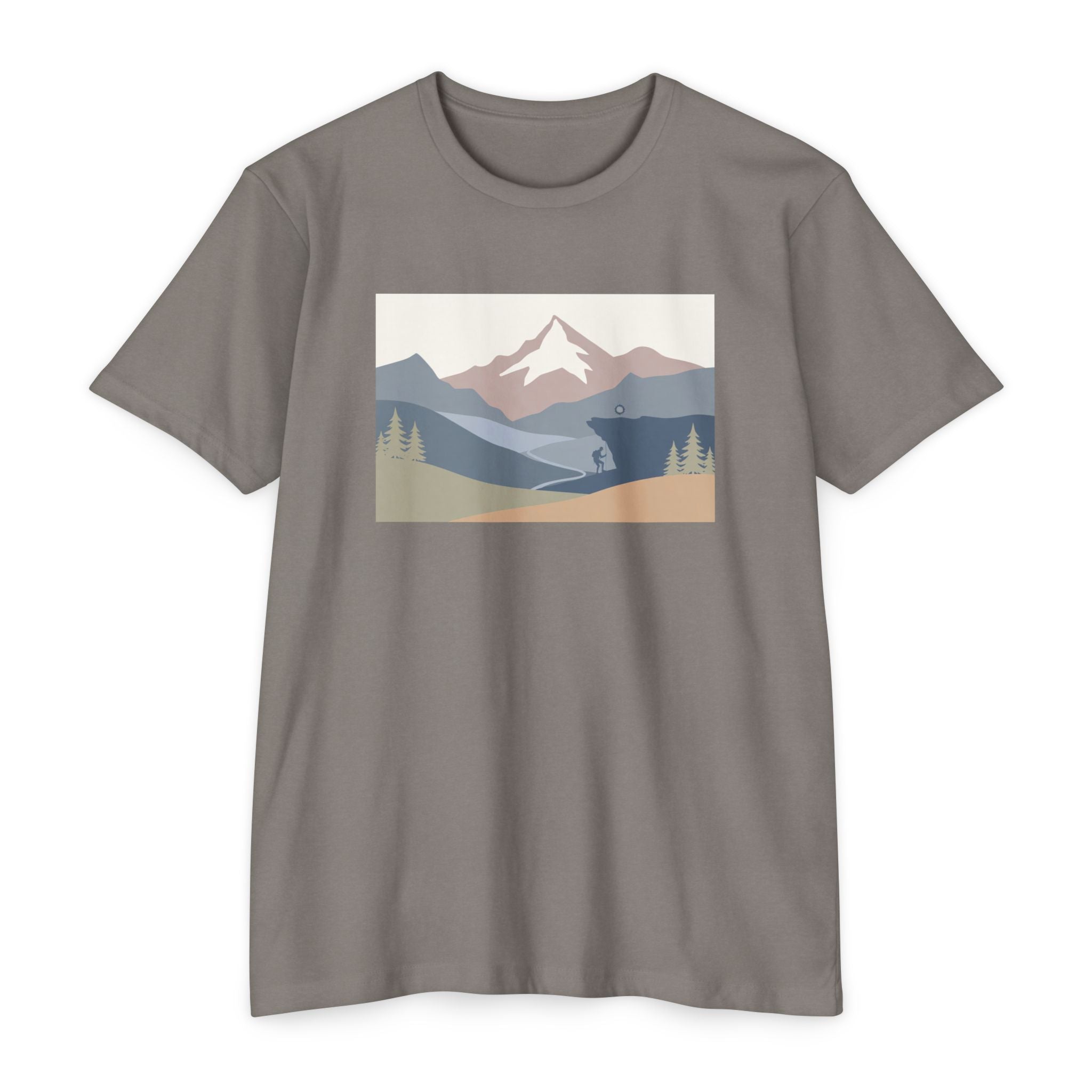 Mountain Landscape T-Shirt — Minimal Neutral Outdoor Scenic Tee