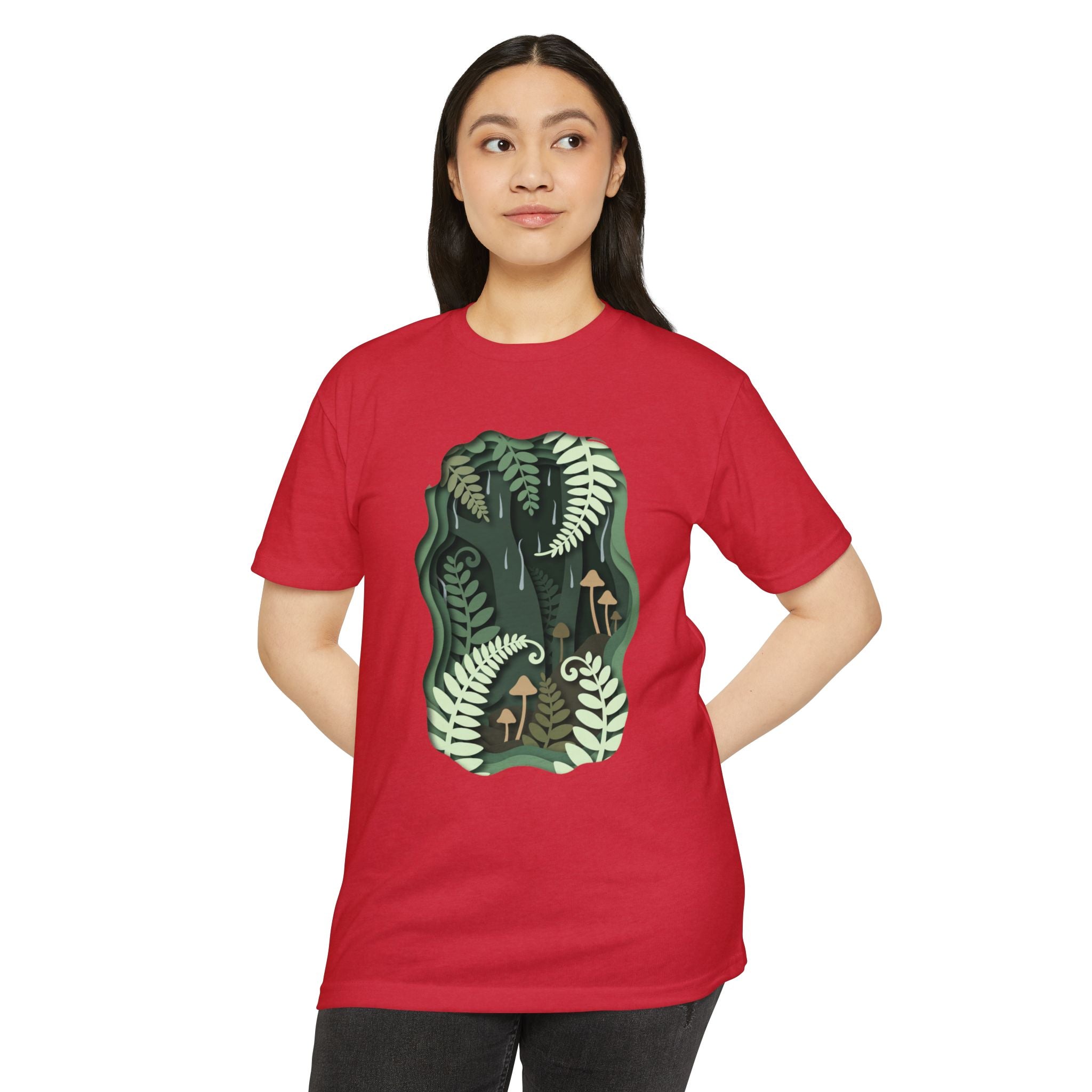 Fern & Fungi Graphic T-Shirt — Botanical Mushroom Nature Tee