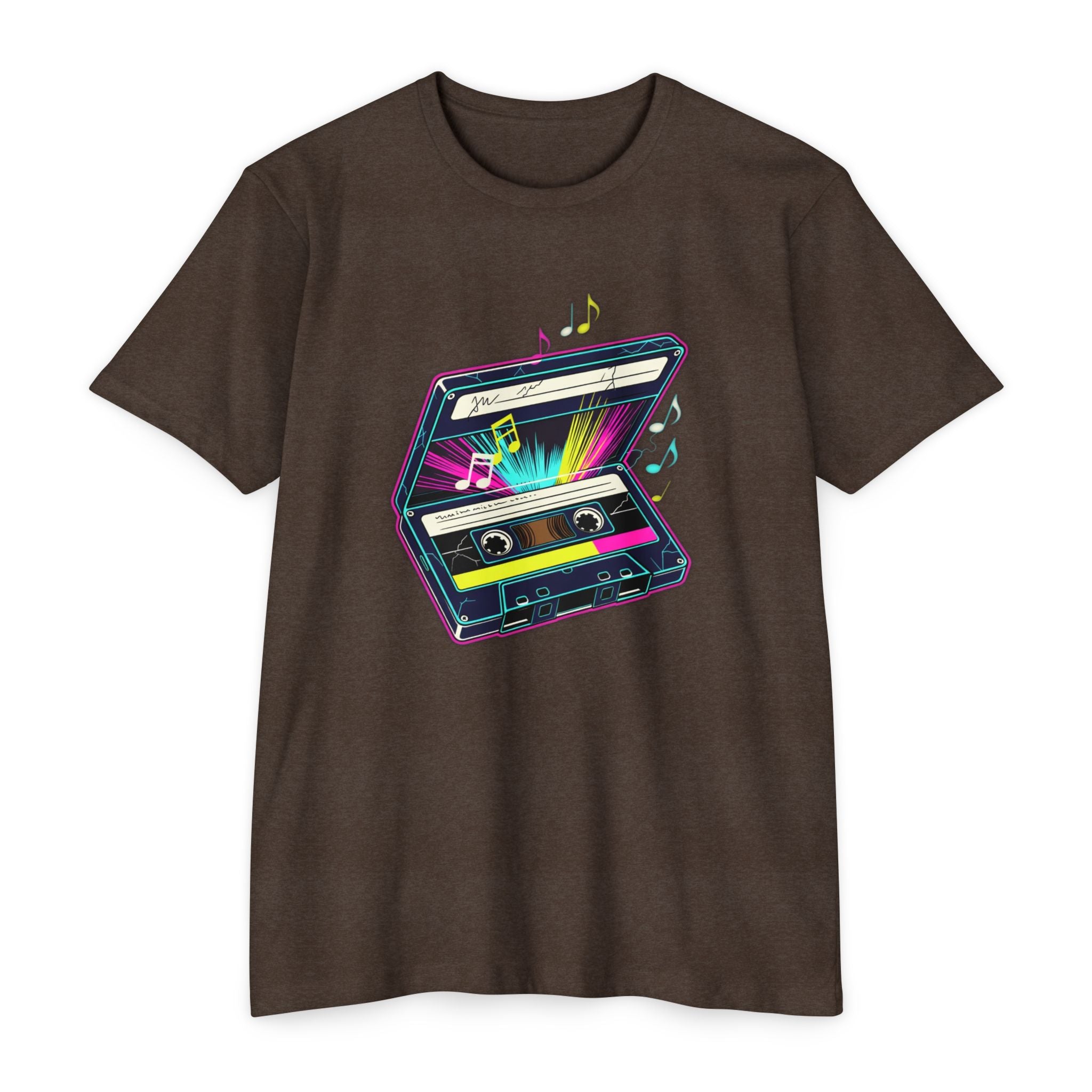 Retro Neon Cassette T-Shirt — 80s Vintage Music Tee