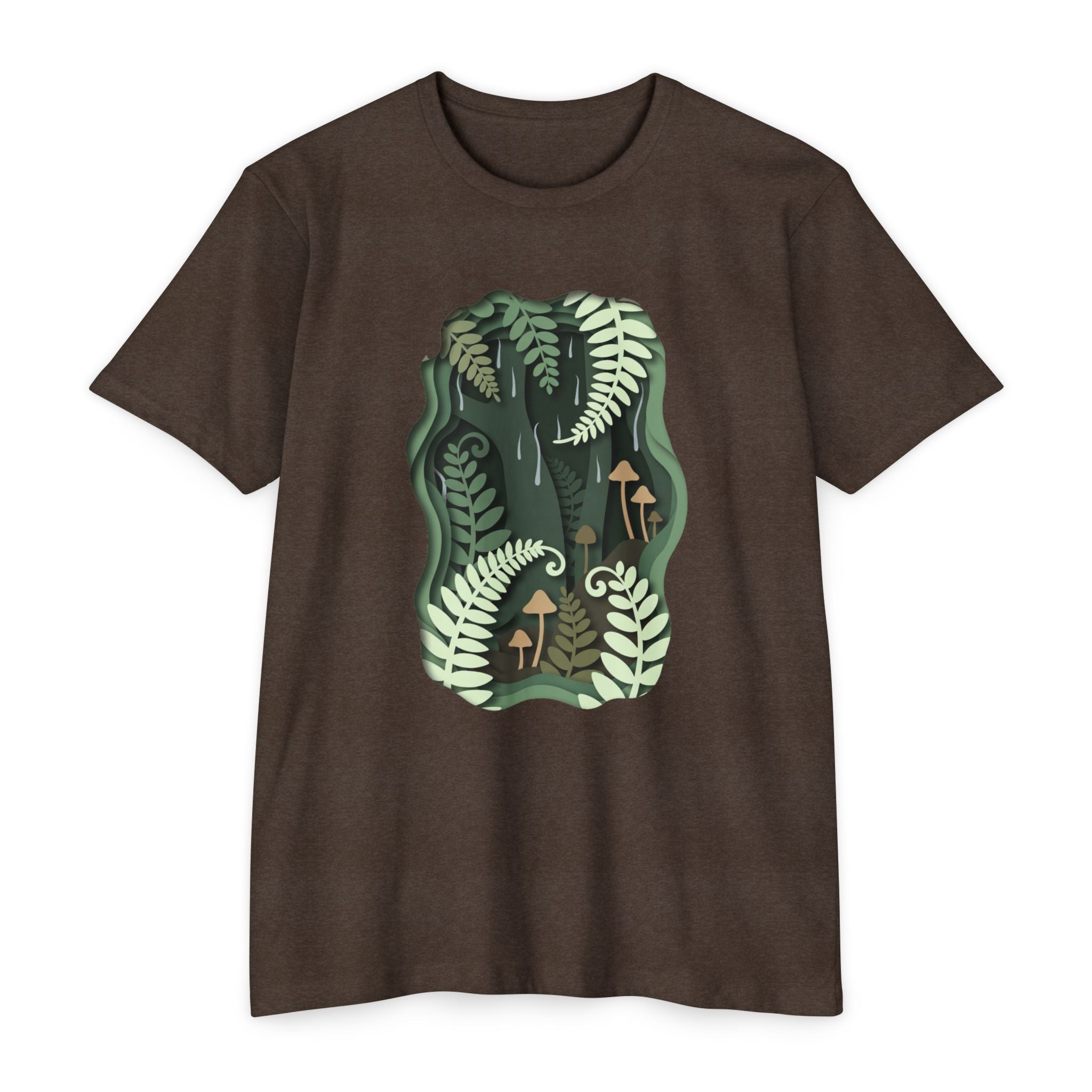 Fern & Fungi Graphic T-Shirt — Botanical Mushroom Nature Tee