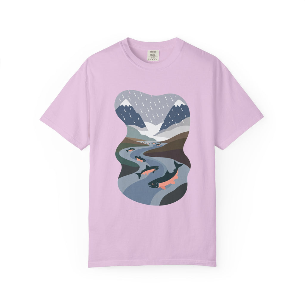 River Salmon Graphic T-Shirt — Mountain Fishing Scenic Tee