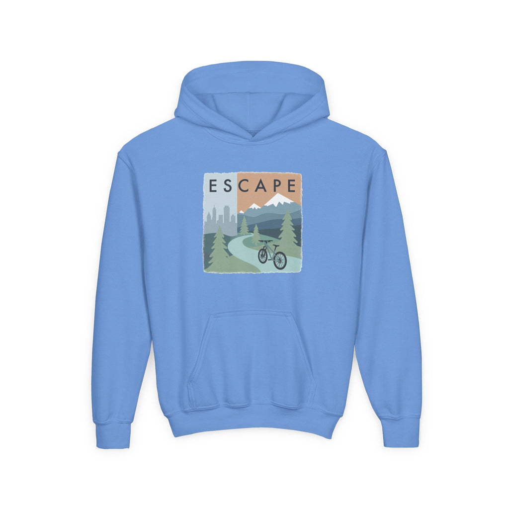 Escape to the Mountains Kids Hoodie — Mountain Retreat Graphic Sweatshirt