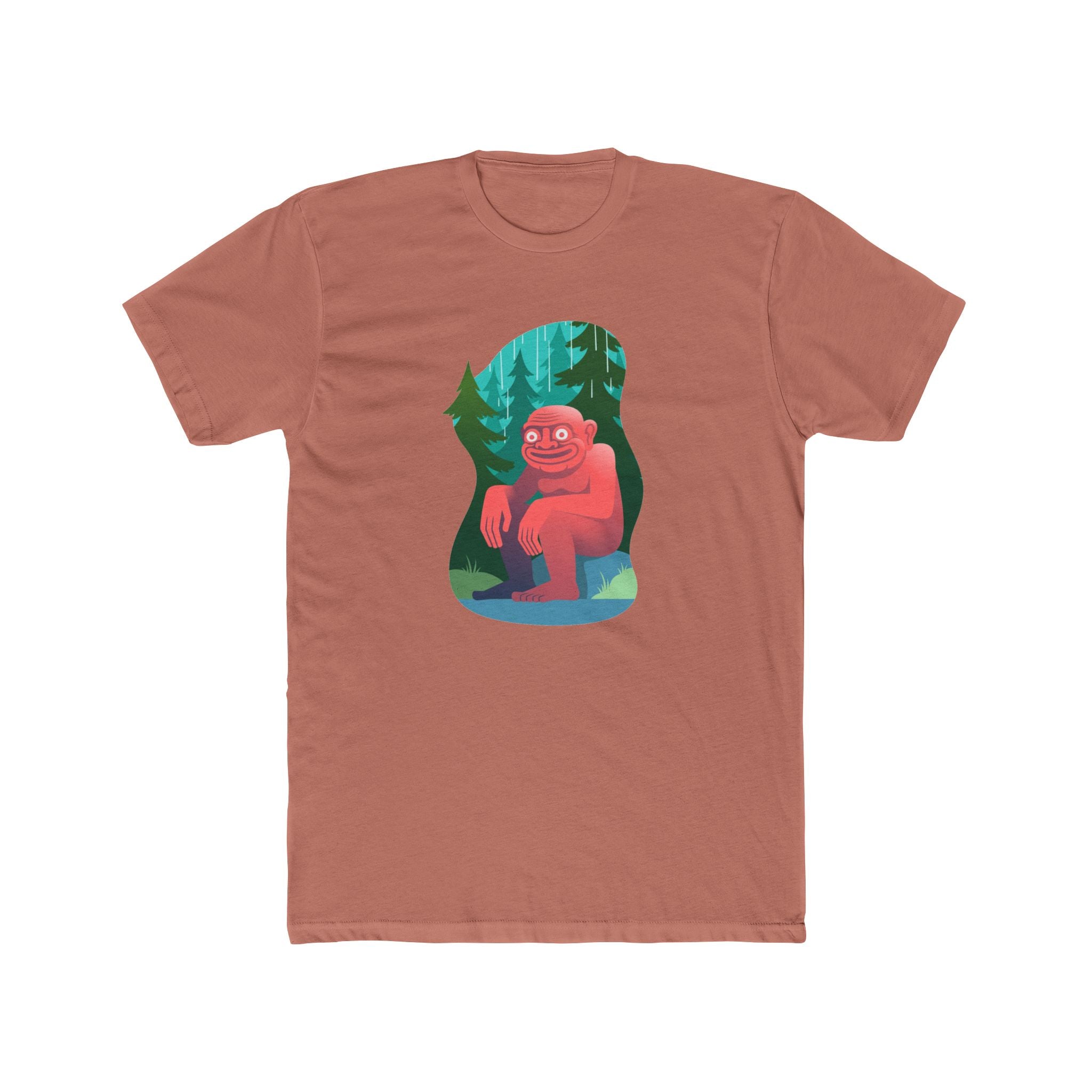 Bigfoot Forest Tee — Cute Red Sasquatch Graphic T-Shirt