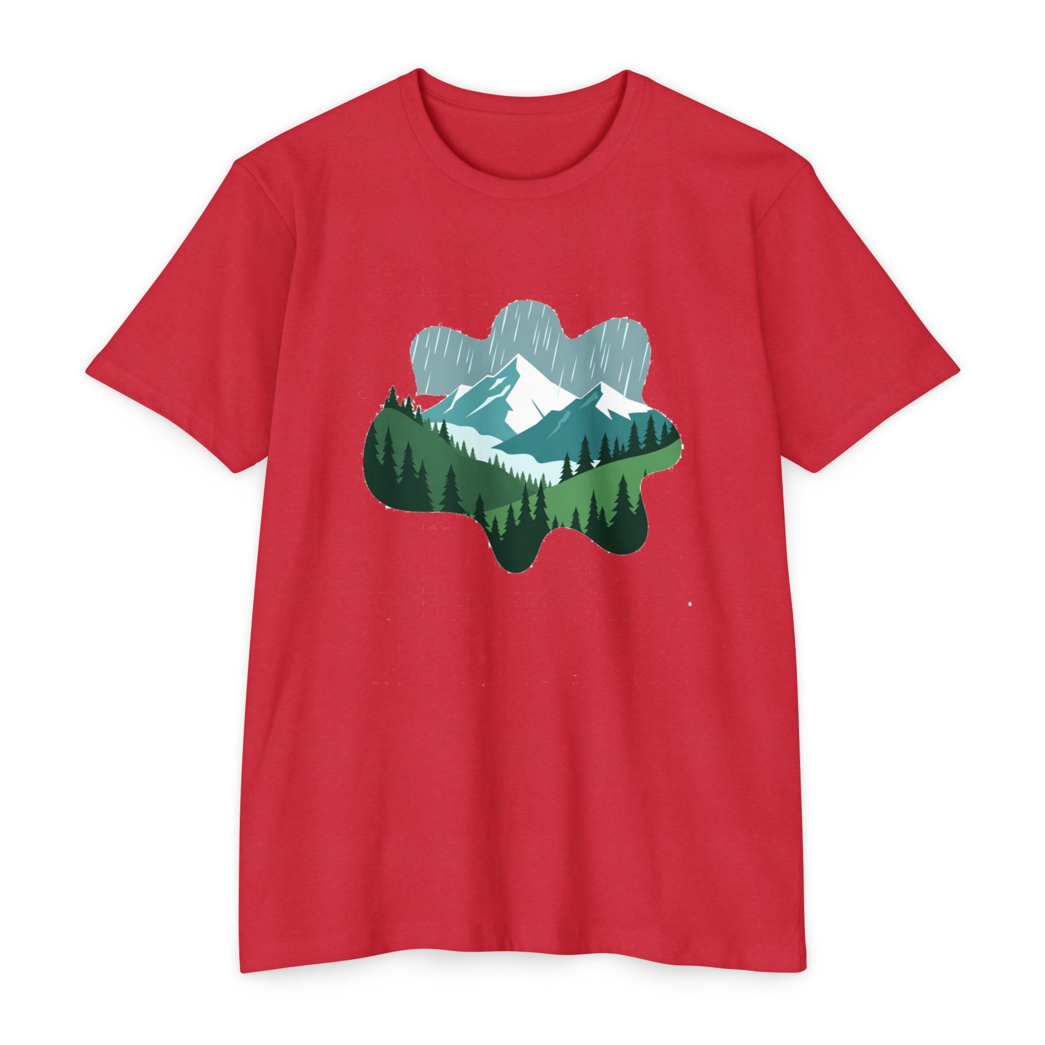 Mountain Paw Print T-Shirt — Scenic Forest & Snowy Peak Tee