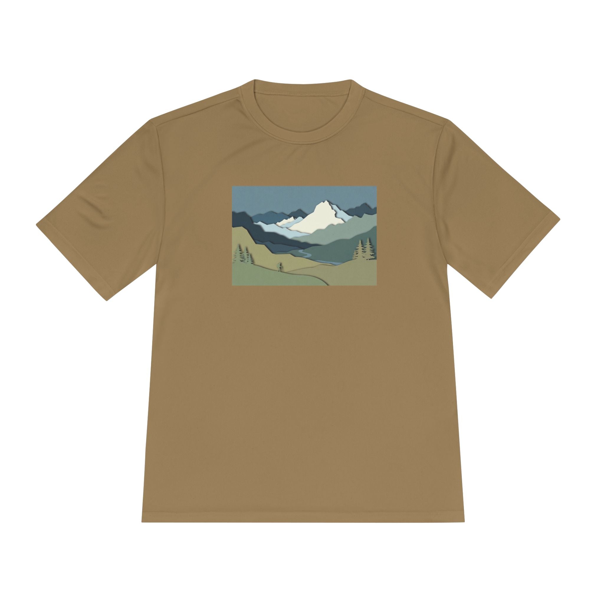 Mountain Landscape Performance Tee — Scenic Outdoor Graphic Shirt