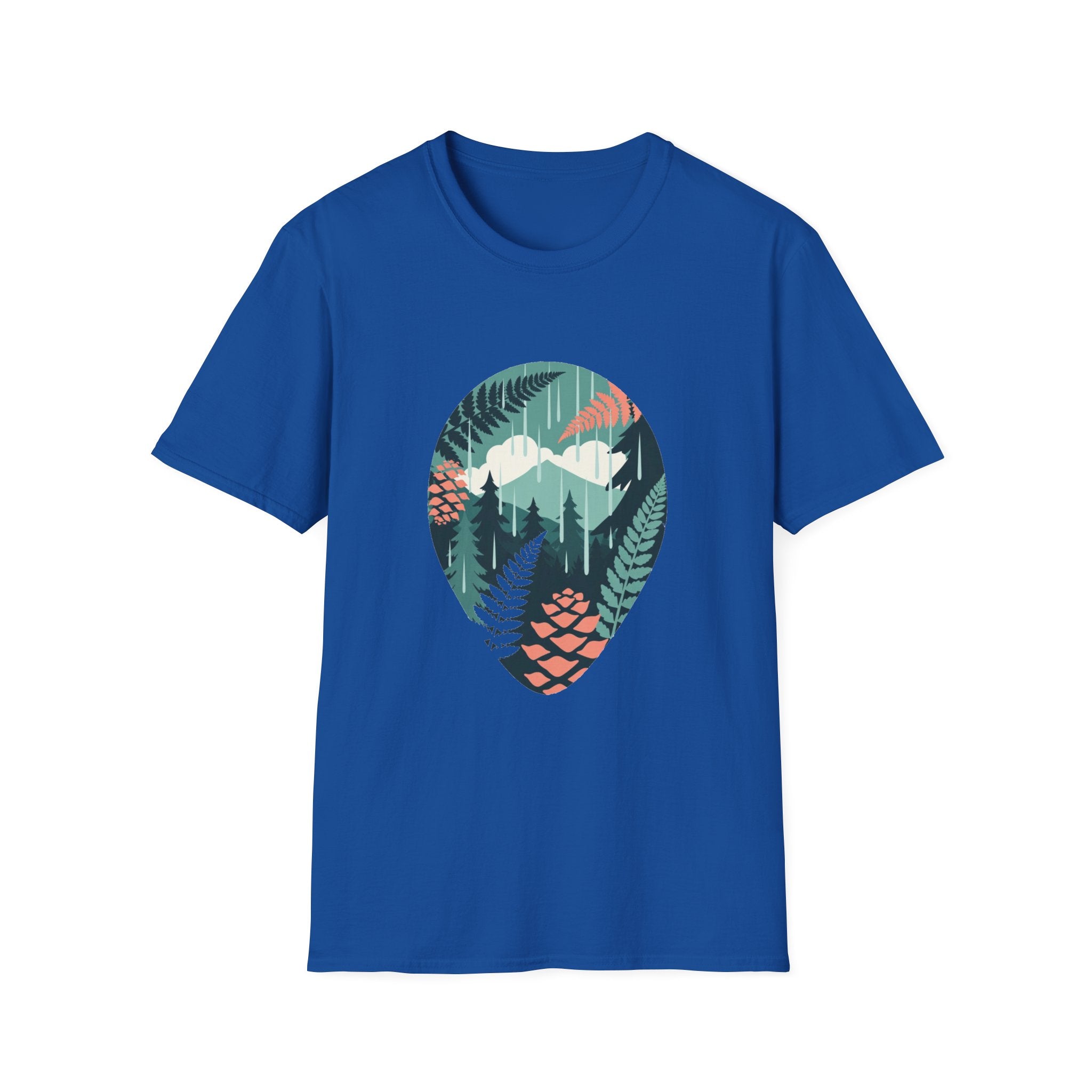 Adventure Nature T-Shirt — Mountain & Fern Badge Graphic