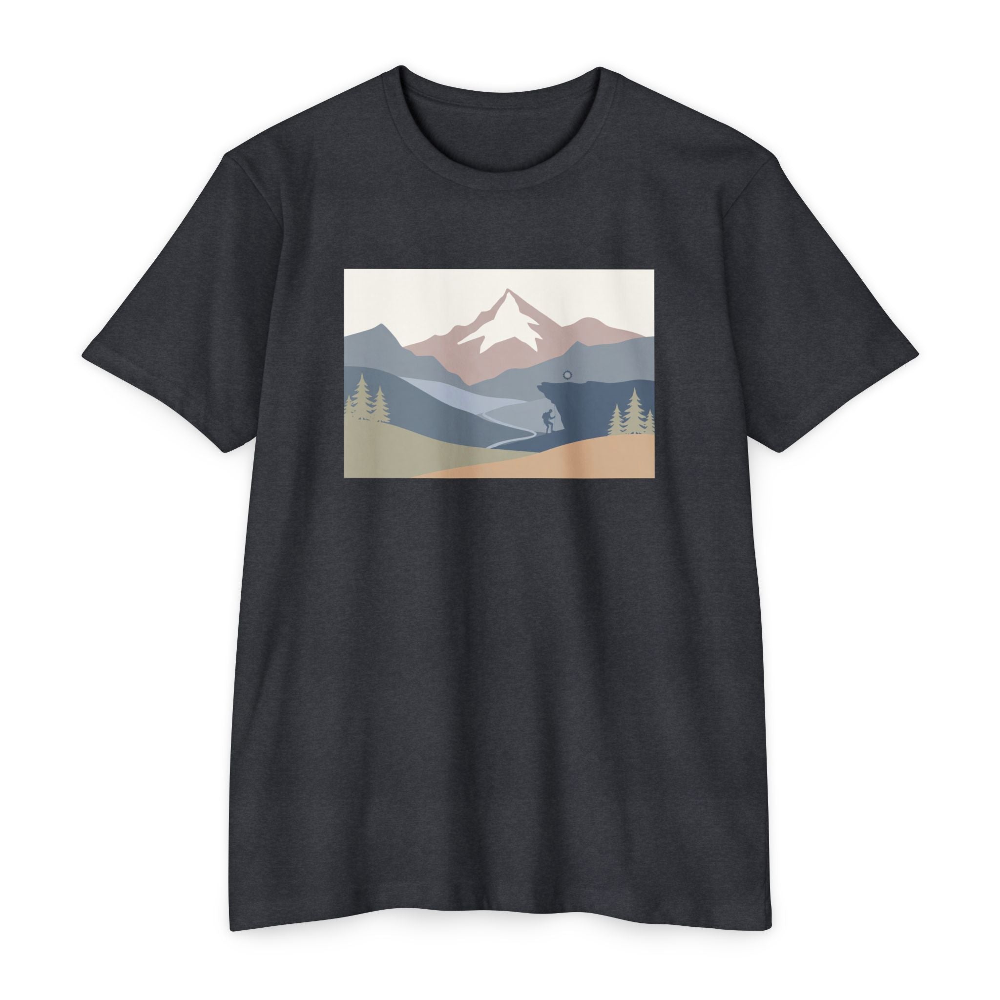 Mountain Landscape T-Shirt — Minimal Neutral Outdoor Scenic Tee