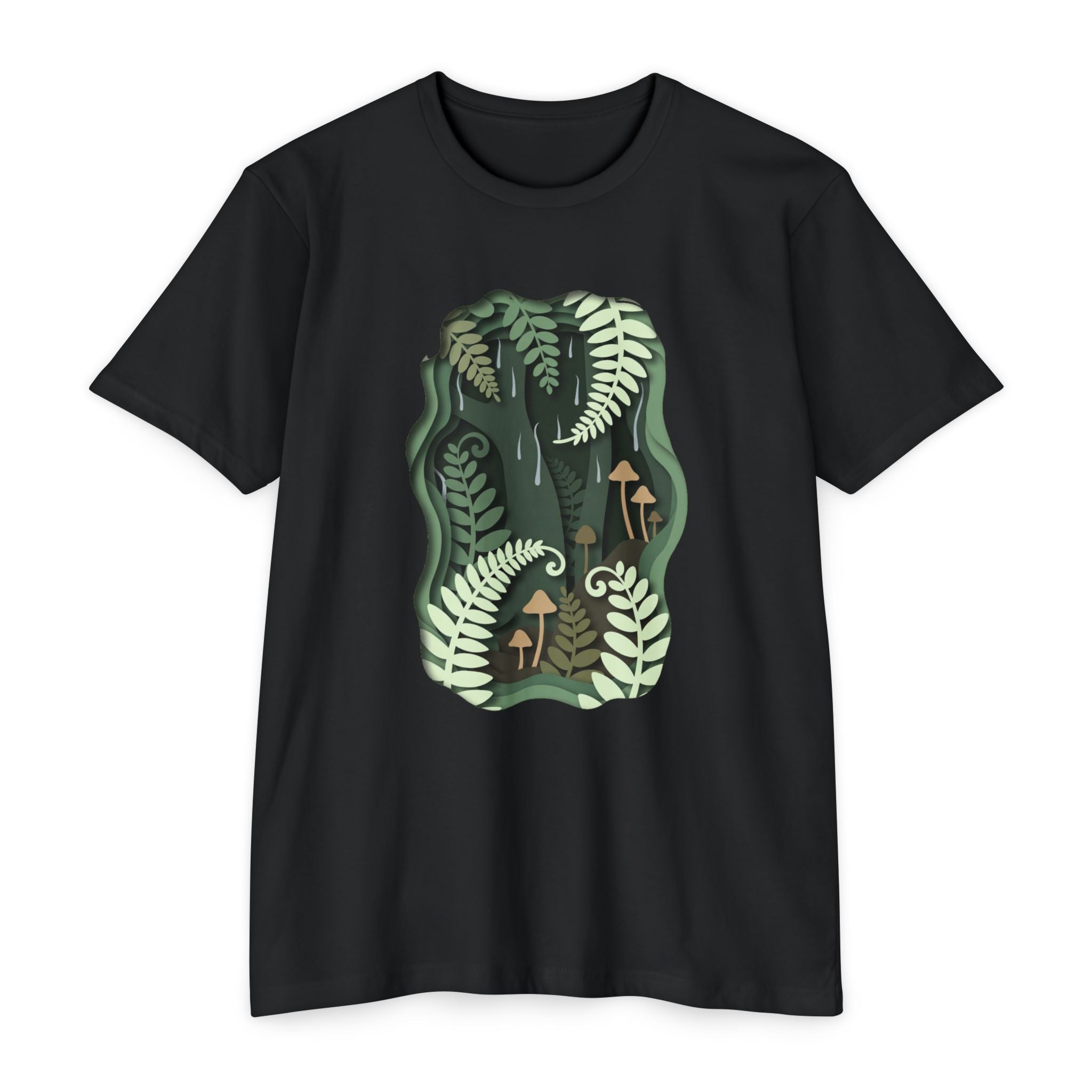 Fern & Fungi Graphic T-Shirt — Botanical Mushroom Nature Tee
