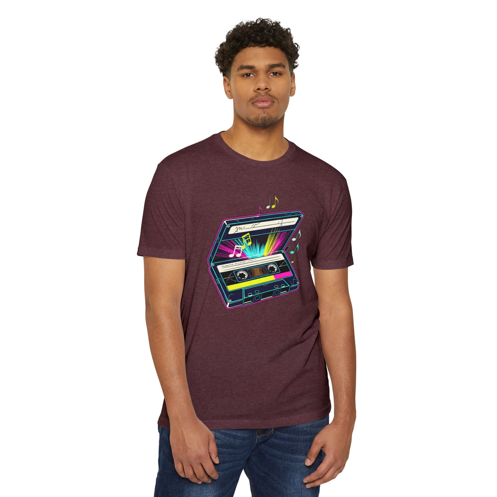 Retro Neon Cassette T-Shirt — 80s Vintage Music Tee