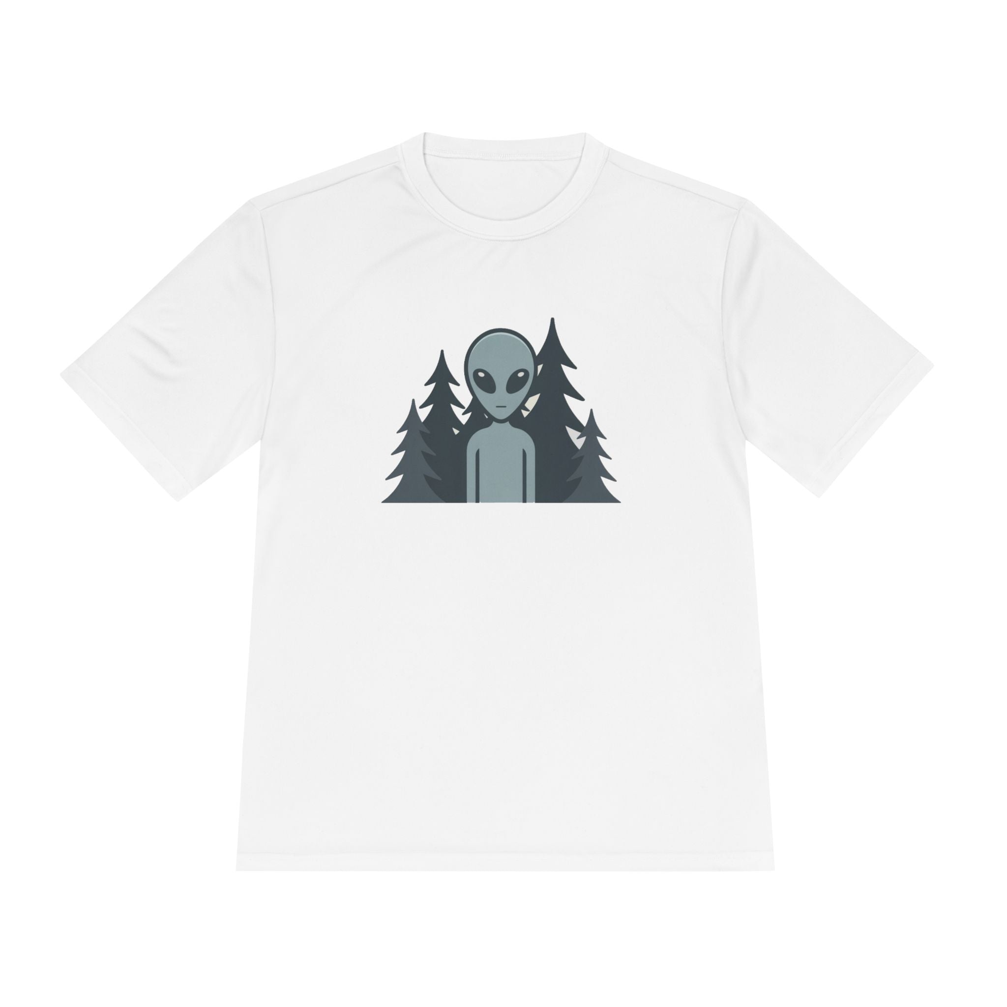 Alien Forest T‑Shirt — Cute Grey Alien Graphic Tee for UFO Fans