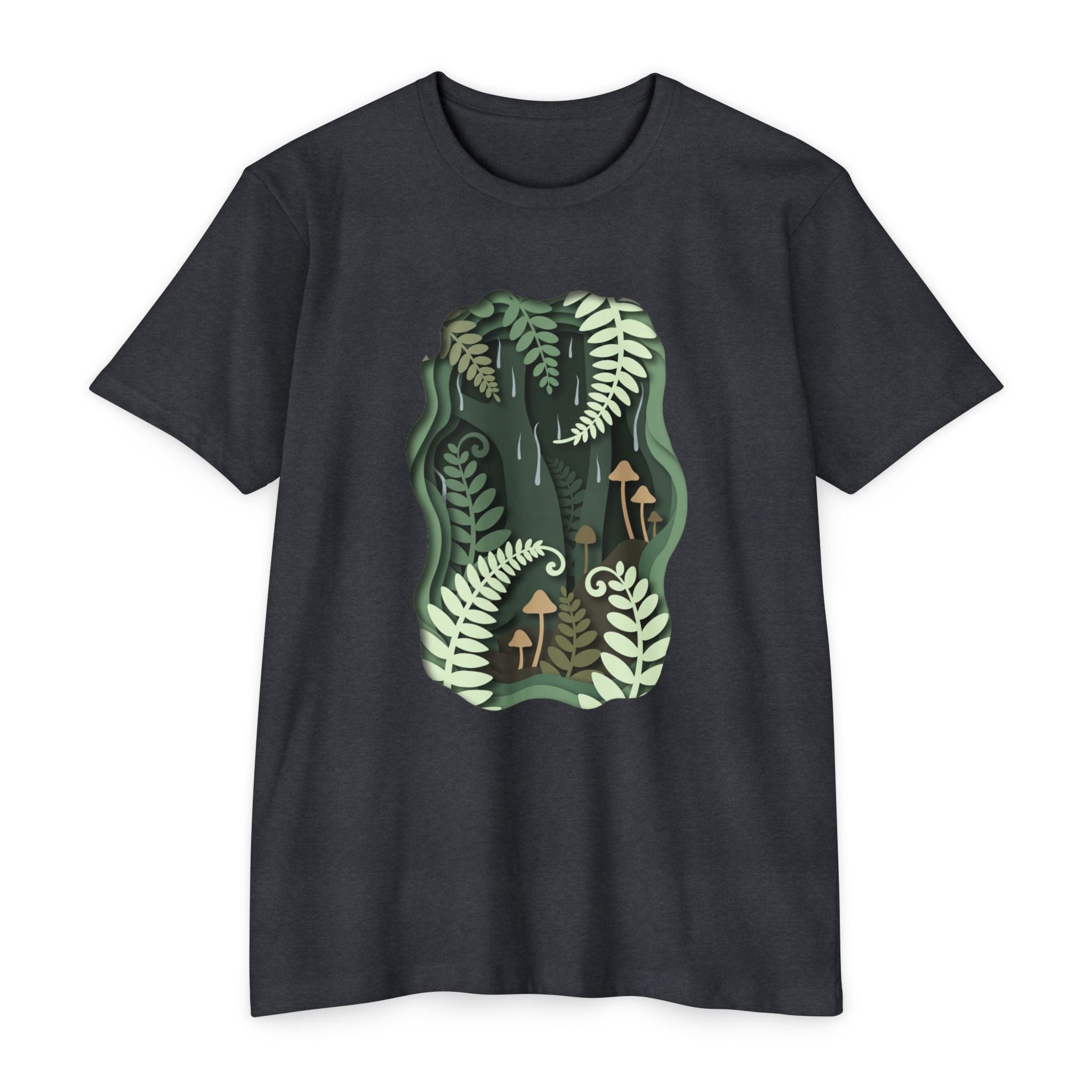 Fern & Fungi Graphic T-Shirt — Botanical Mushroom Nature Tee
