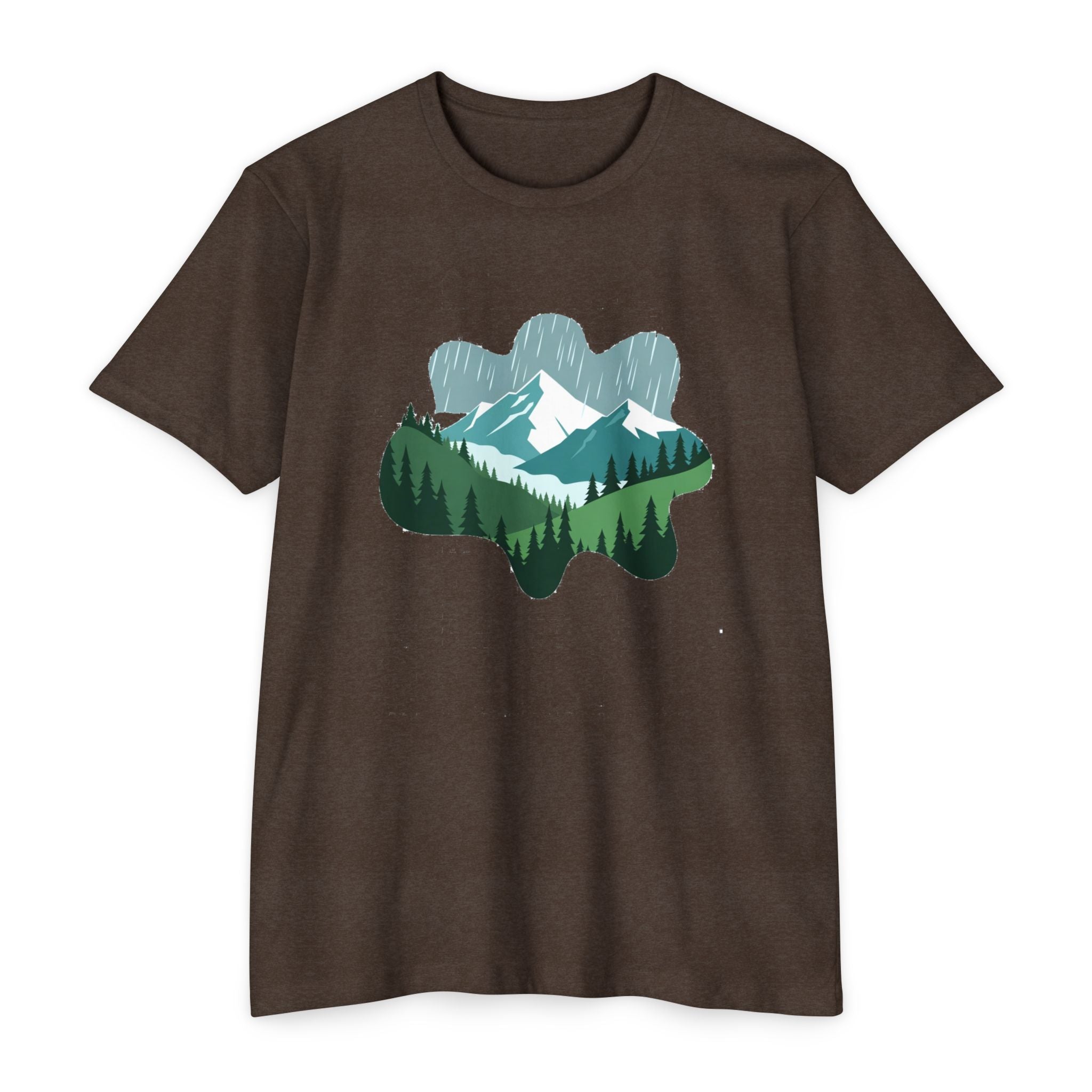 Mountain Paw Print T-Shirt — Scenic Forest & Snowy Peak Tee
