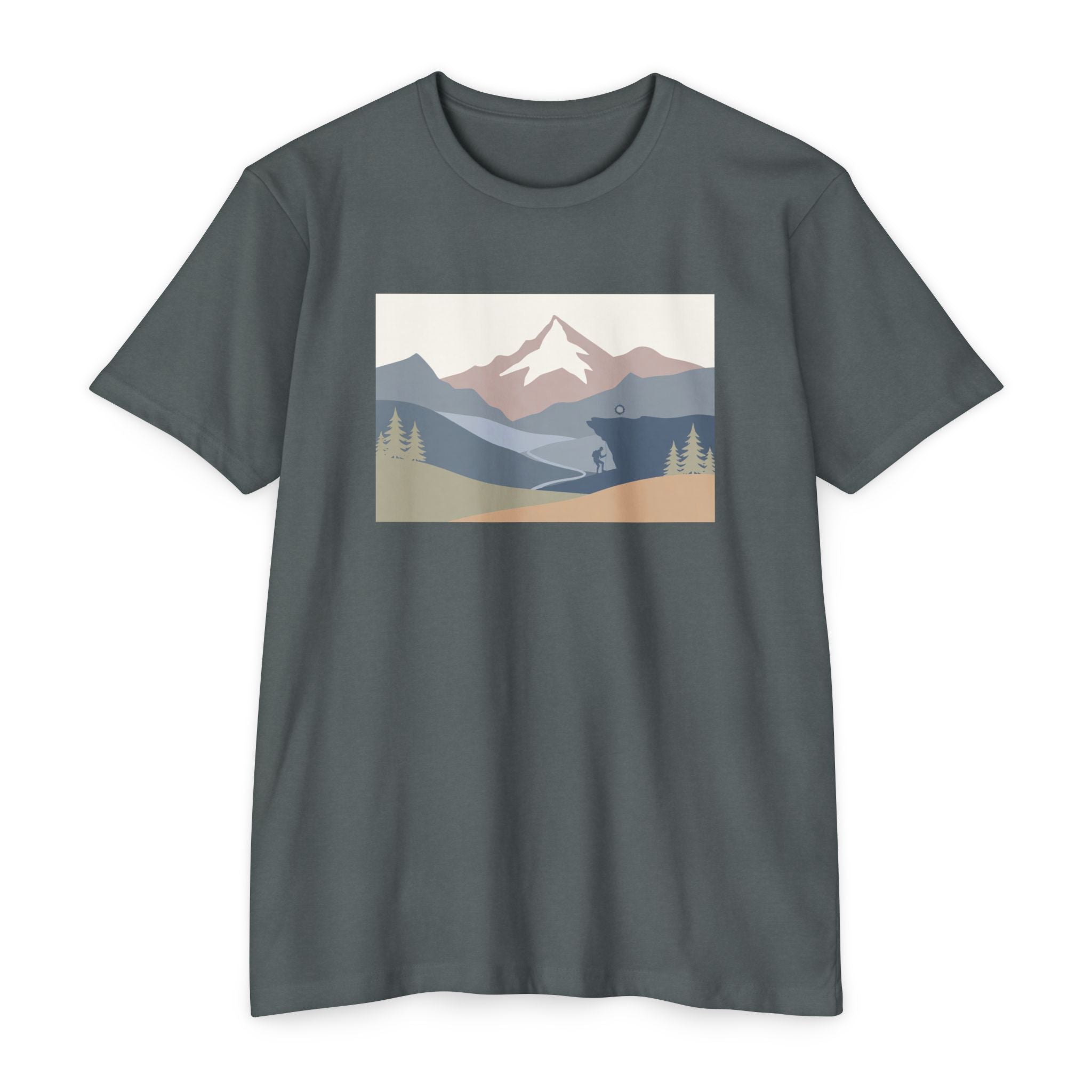 Mountain Landscape T-Shirt — Minimal Neutral Outdoor Scenic Tee