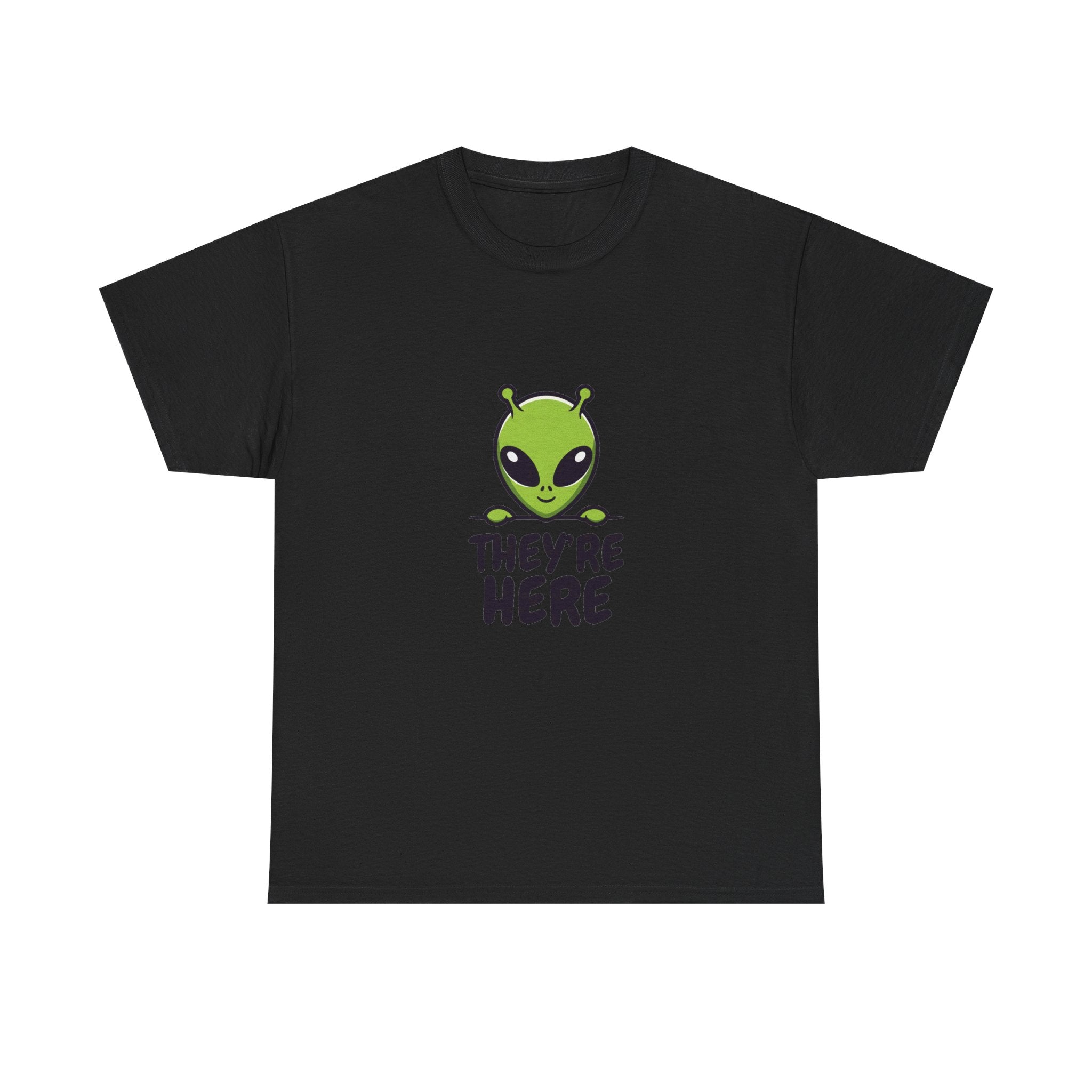 Alien Graphic Tee "They're Here" – Cute UFO Sightings T-Shirt