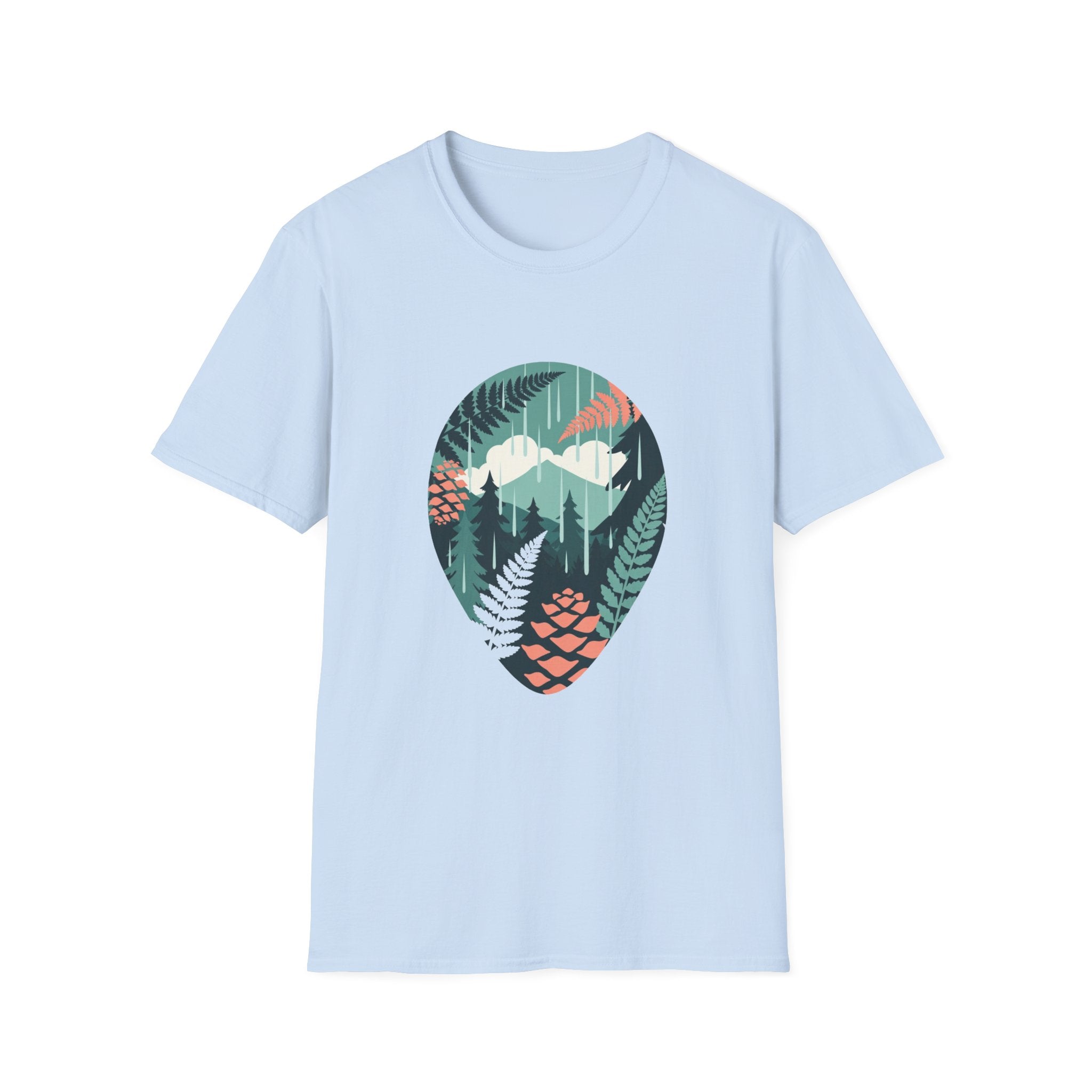 Adventure Nature T-Shirt — Mountain & Fern Badge Graphic