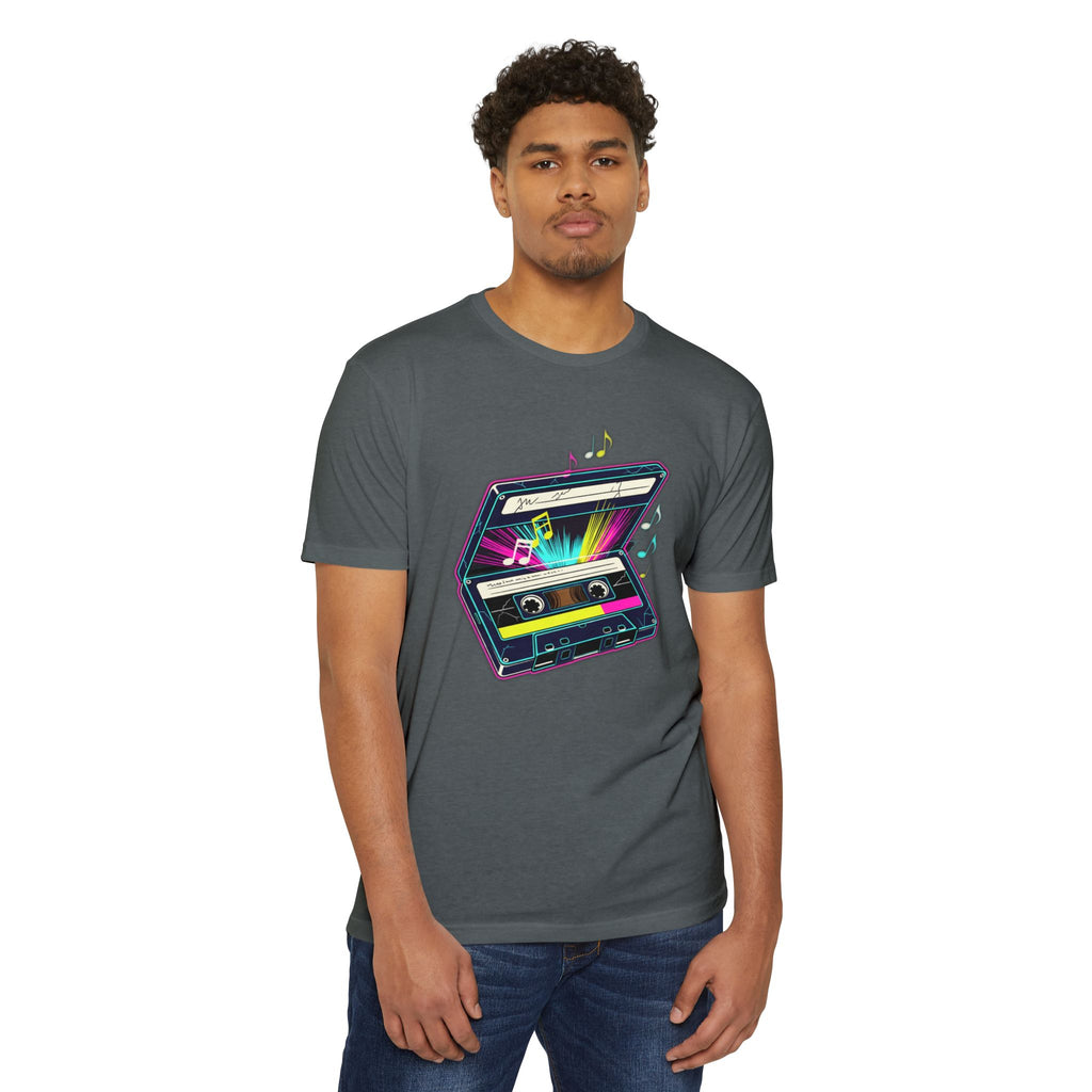 Retro Neon Cassette T-Shirt — 80s Vintage Music Tee