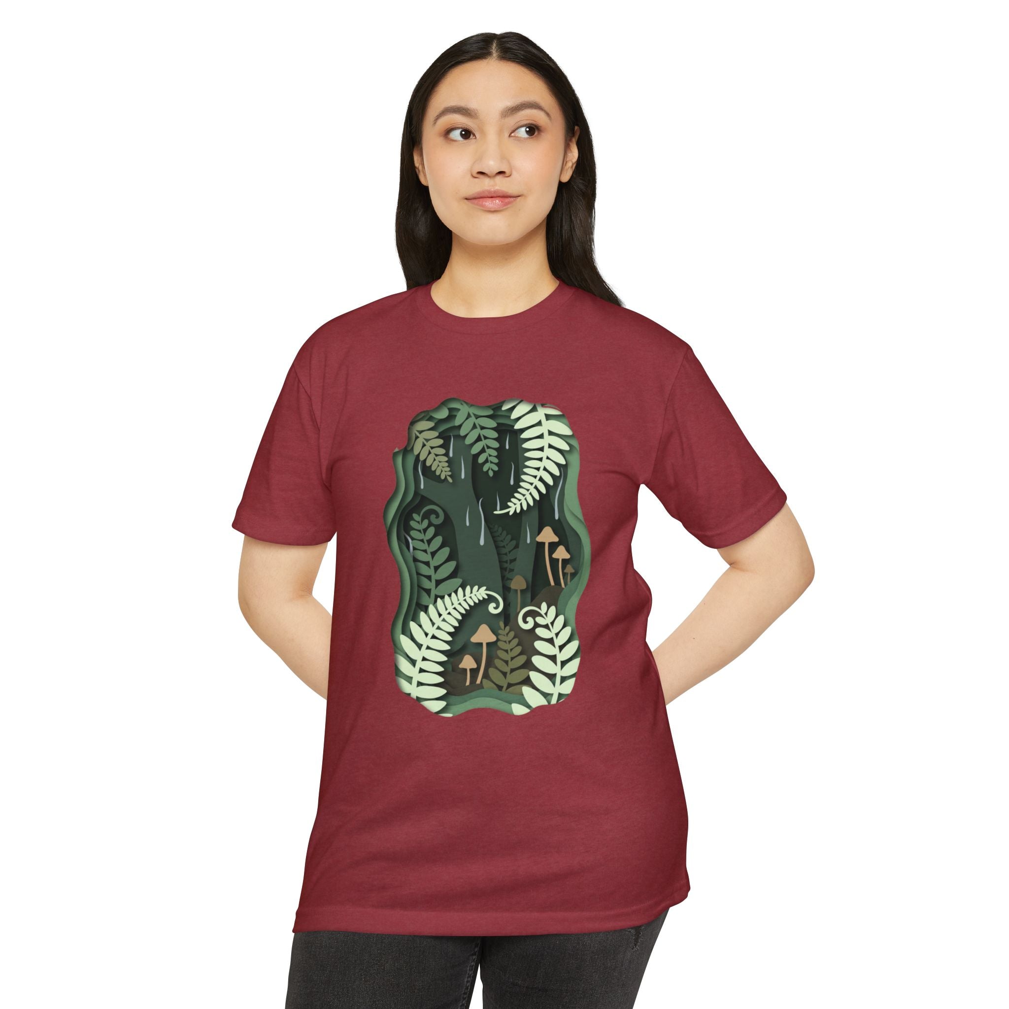 Fern & Fungi Graphic T-Shirt — Botanical Mushroom Nature Tee