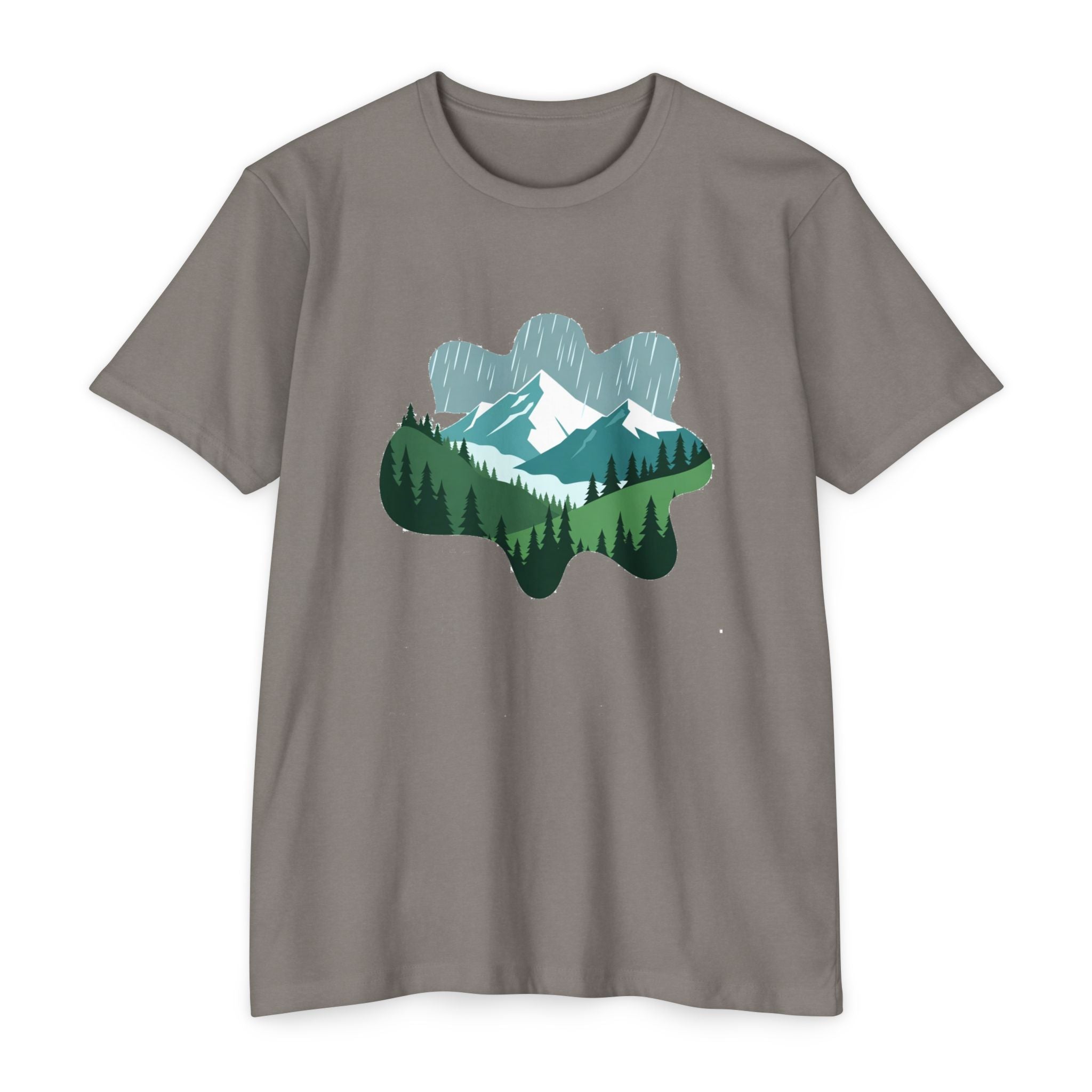 Mountain Paw Print T-Shirt — Scenic Forest & Snowy Peak Tee