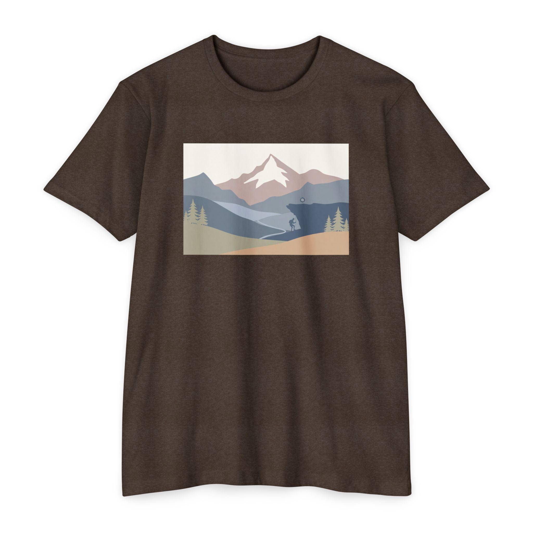 Mountain Landscape T-Shirt — Minimal Neutral Outdoor Scenic Tee