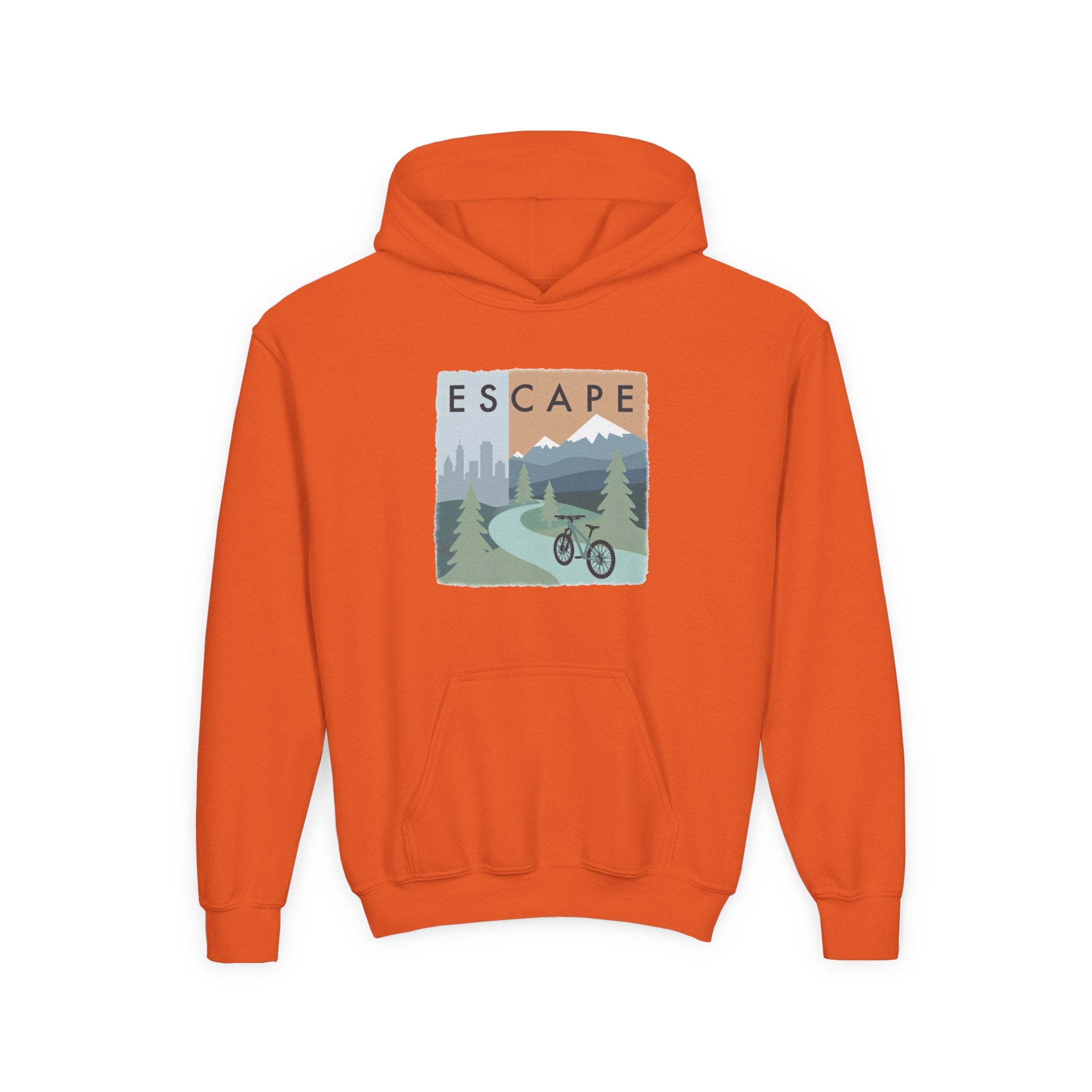 Escape to the Mountains Kids Hoodie — Mountain Retreat Graphic Sweatshirt
