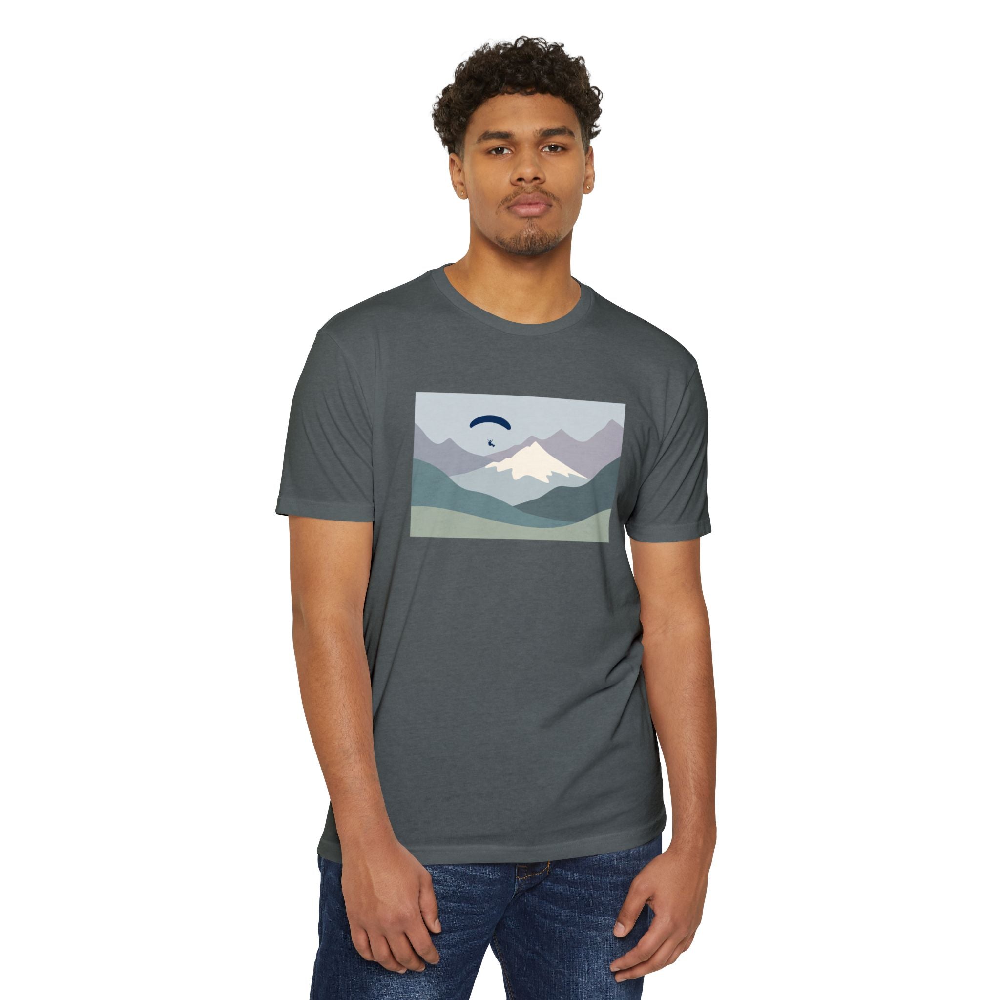 Mountain Paraglider Tee — Minimalist Scenic Graphic T-Shirt