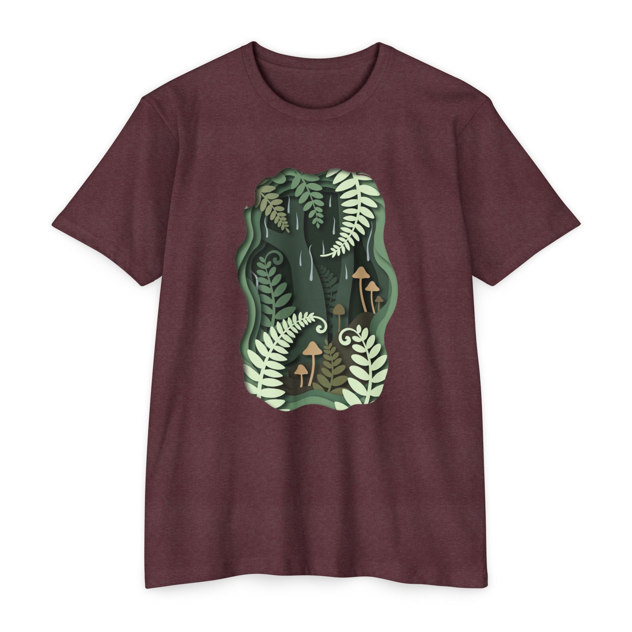 Fern & Fungi Graphic T-Shirt — Botanical Mushroom Nature Tee