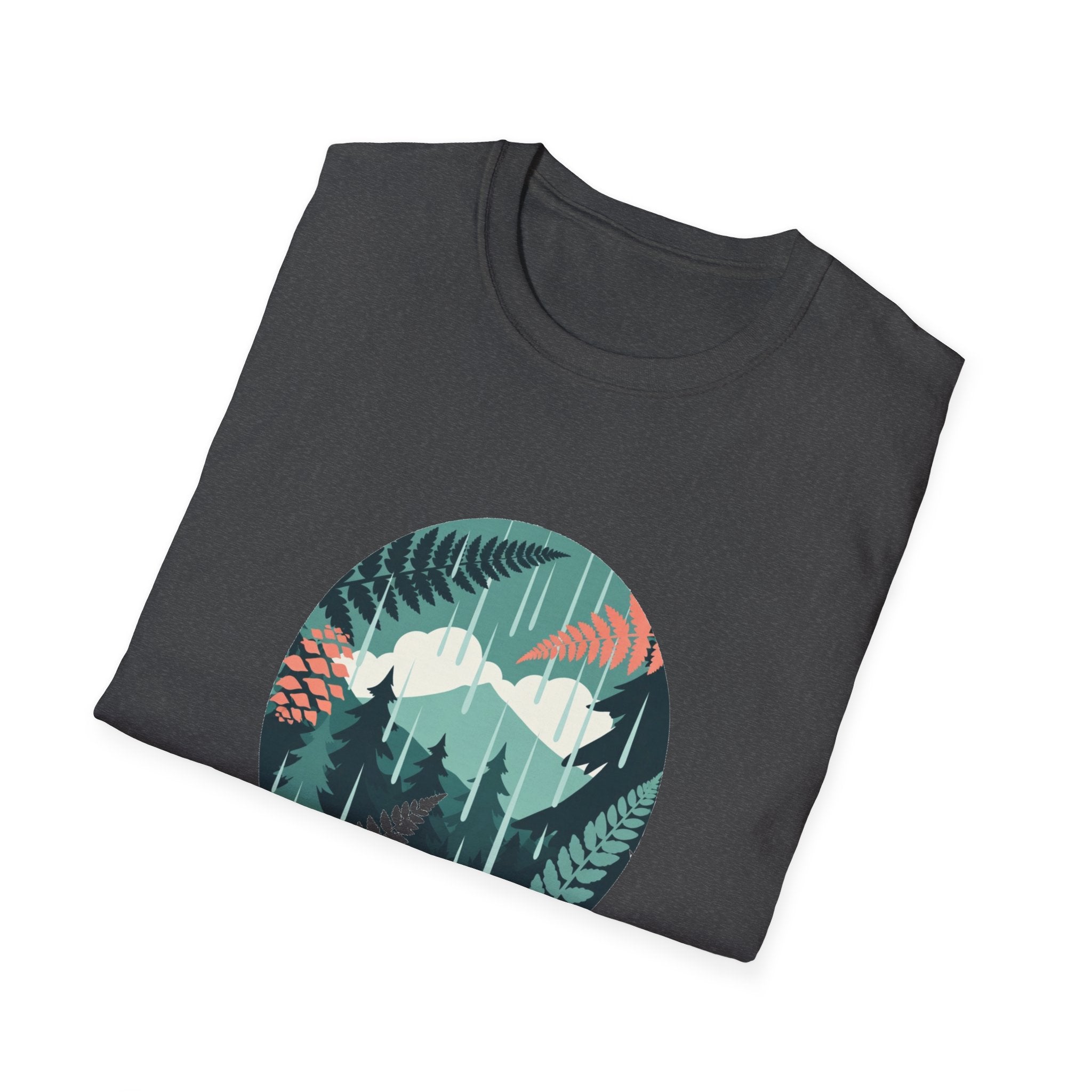 Adventure Nature T-Shirt — Mountain & Fern Badge Graphic