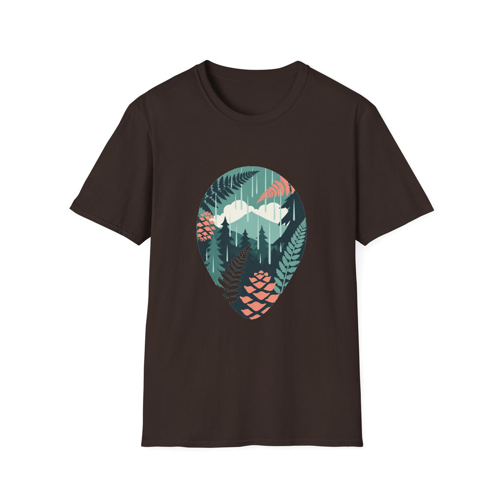 Adventure Nature T-Shirt — Mountain & Fern Badge Graphic