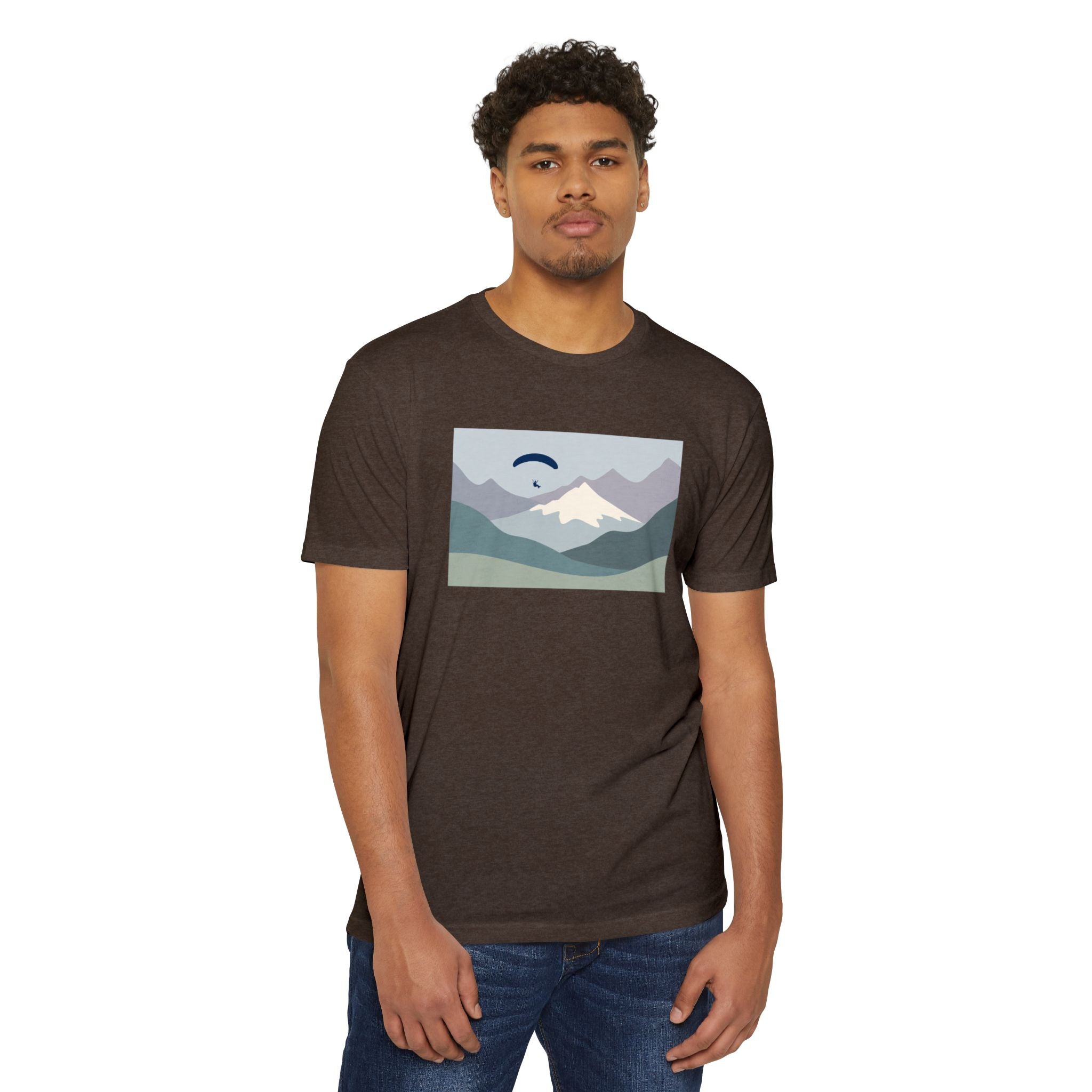 Mountain Paraglider Tee — Minimalist Scenic Graphic T-Shirt