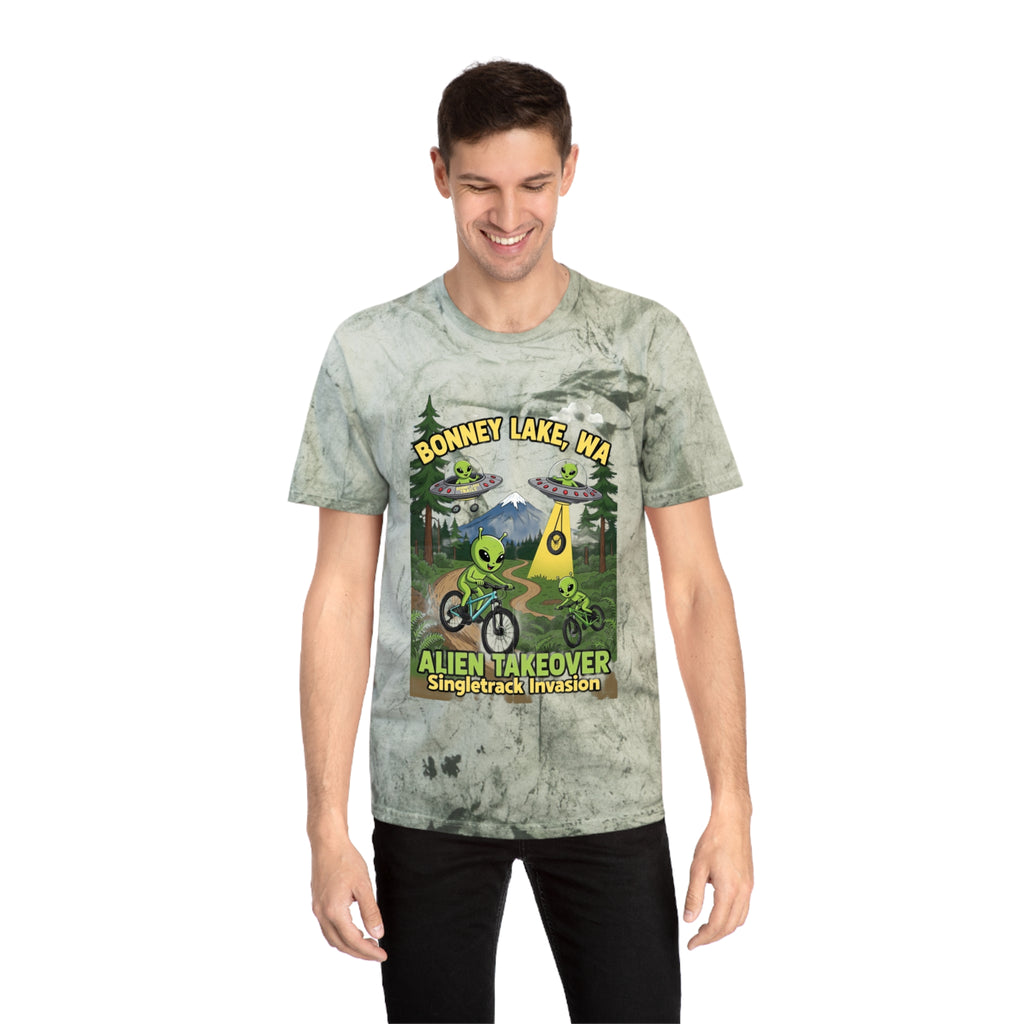 Bonney Lake WA Alien Takeover T-Shirt — Singletrack Invasion Mountain Bike Graphic Tee