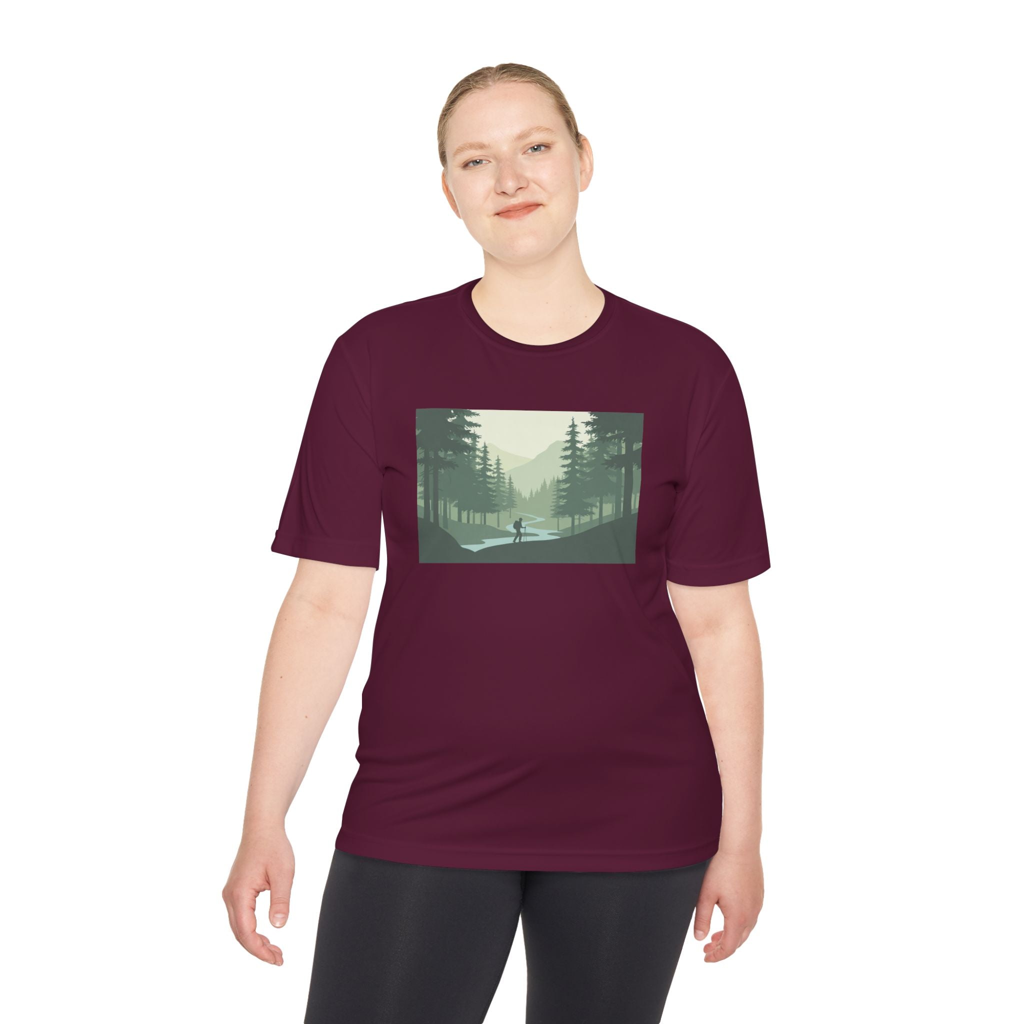 Forest Lake Camping Tee — Minimal Mountain Landscape T-Shirt for Outdoor Lovers