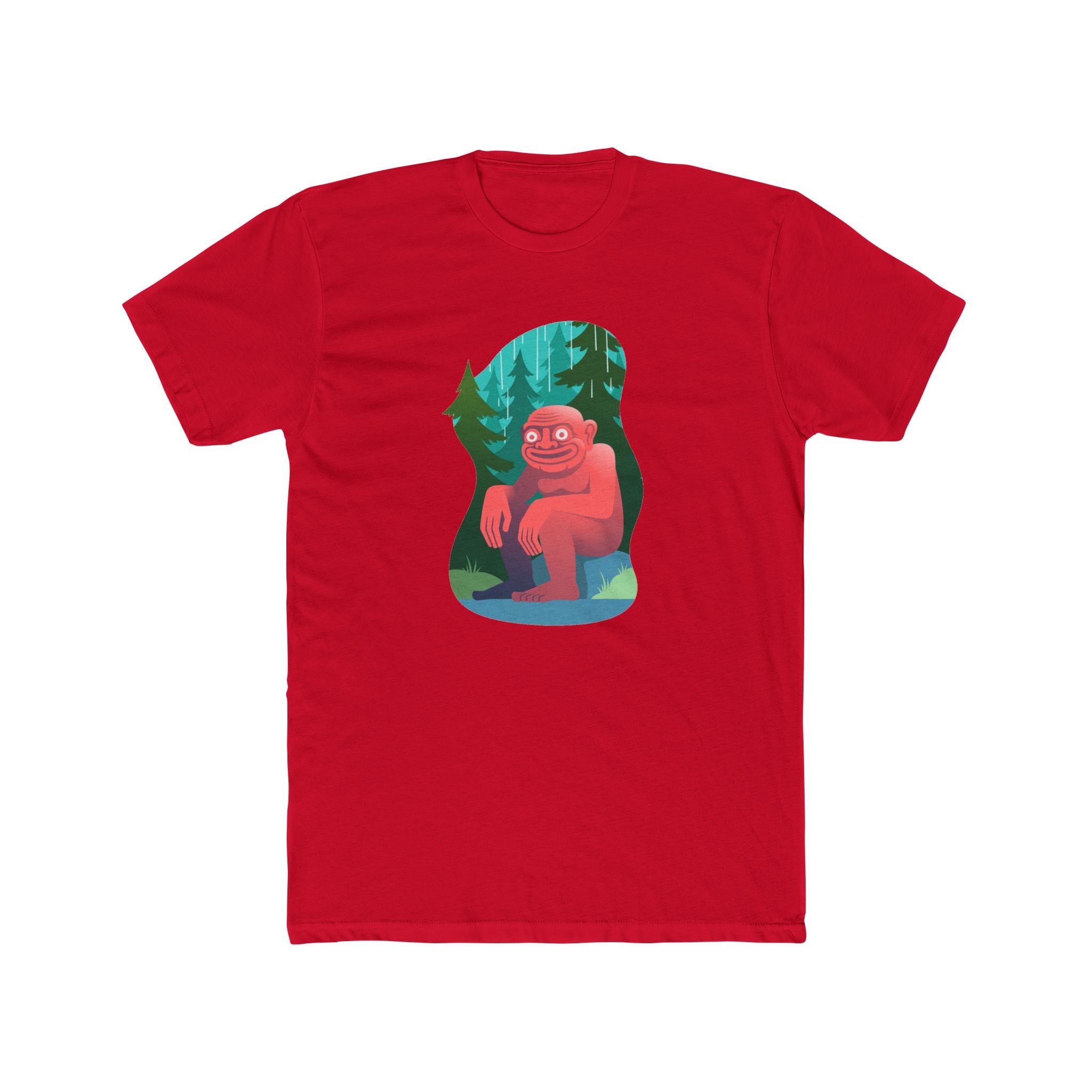 Bigfoot Forest Tee — Cute Red Sasquatch Graphic T-Shirt