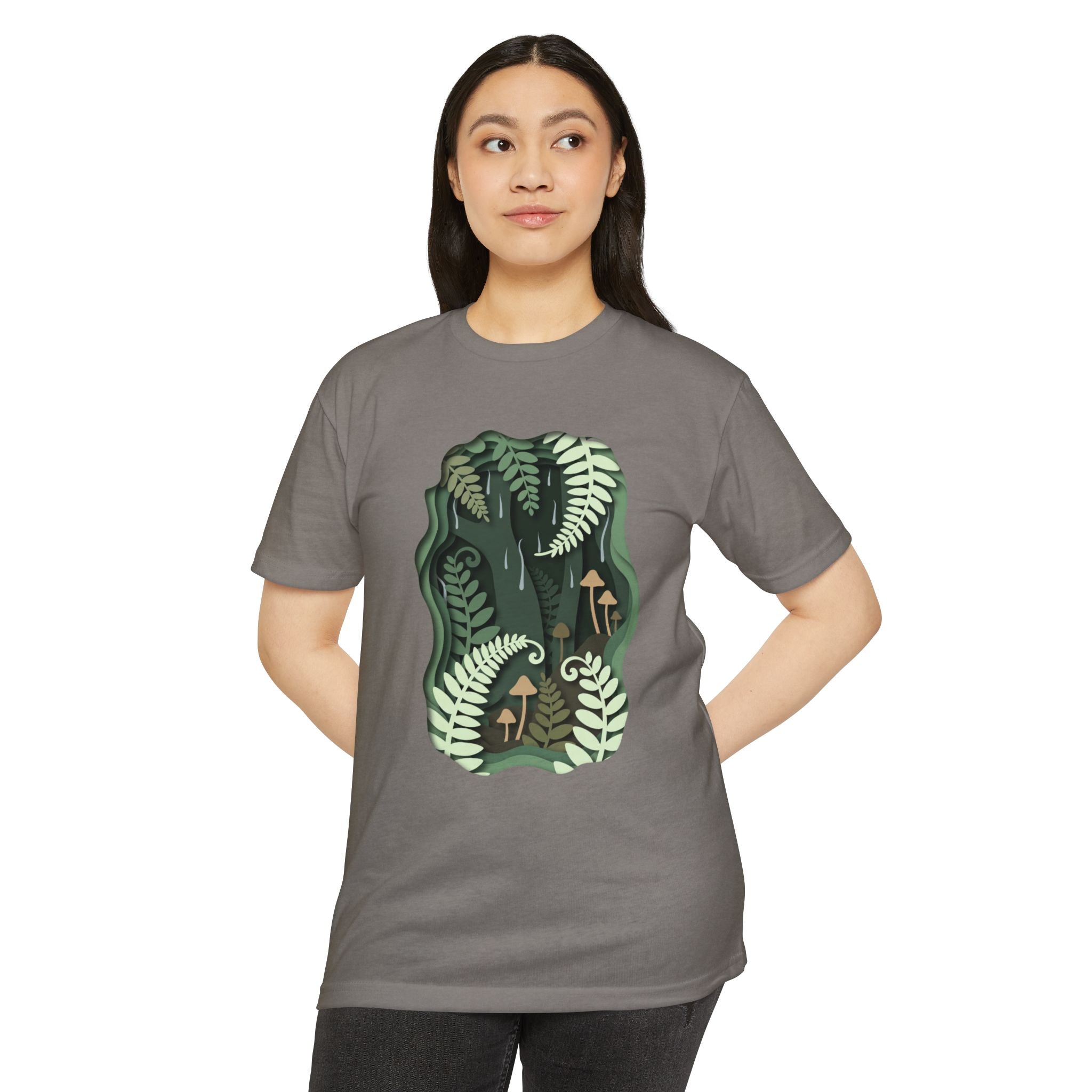Fern & Fungi Graphic T-Shirt — Botanical Mushroom Nature Tee