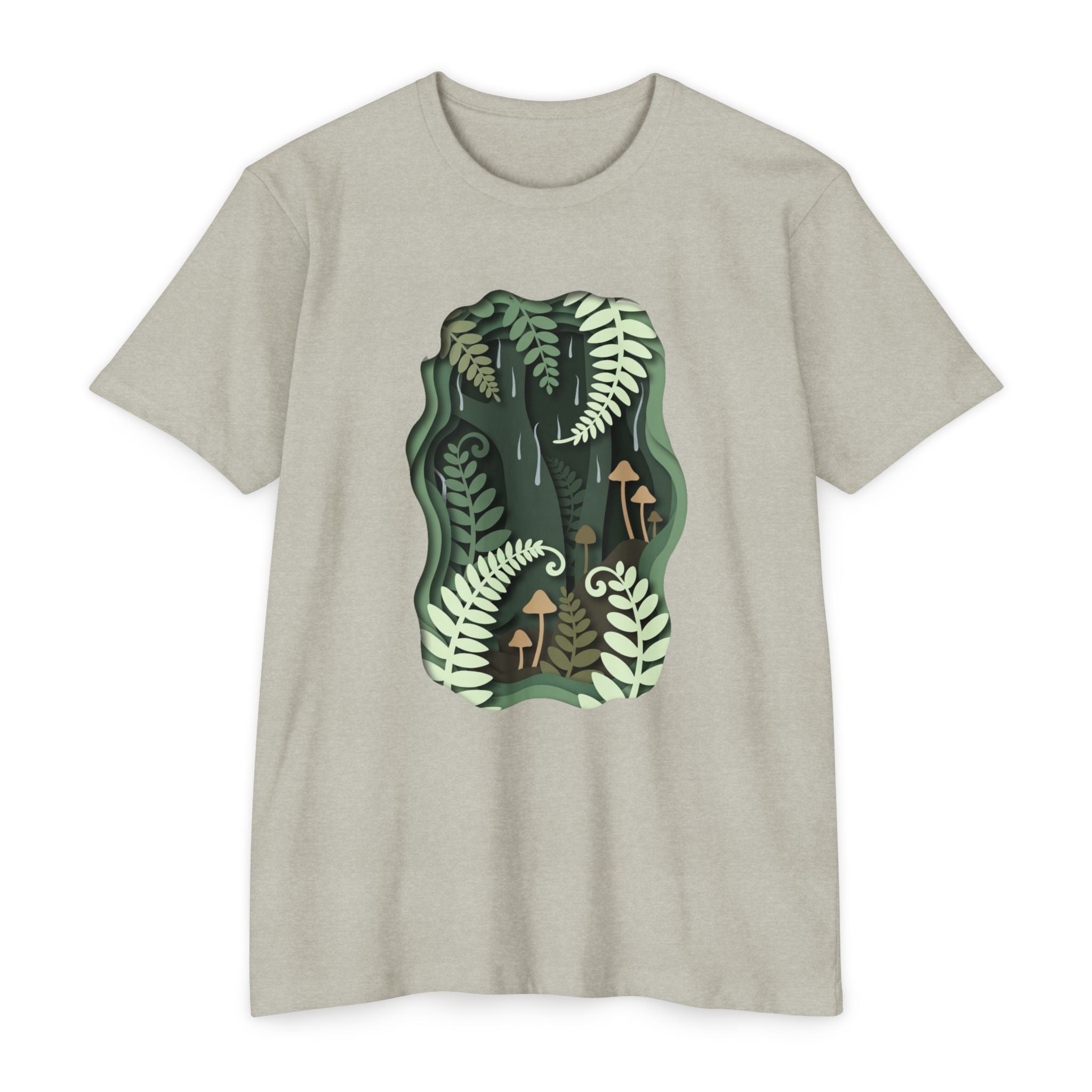Fern & Fungi Graphic T-Shirt — Botanical Mushroom Nature Tee