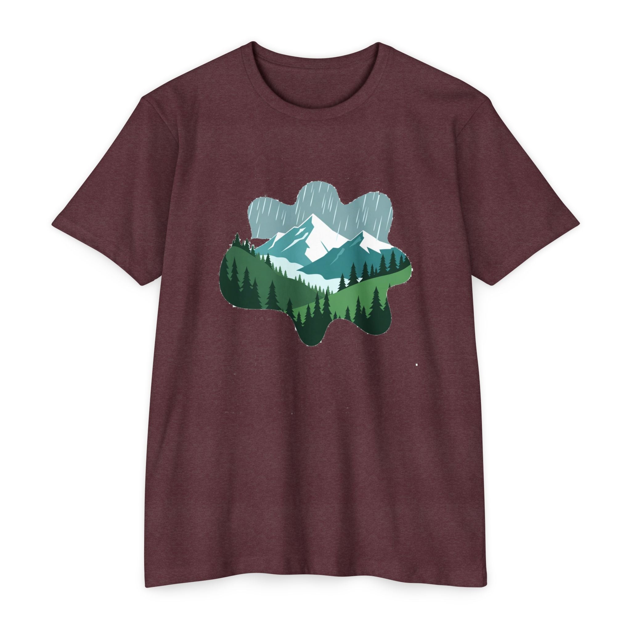 Mountain Paw Print T-Shirt — Scenic Forest & Snowy Peak Tee