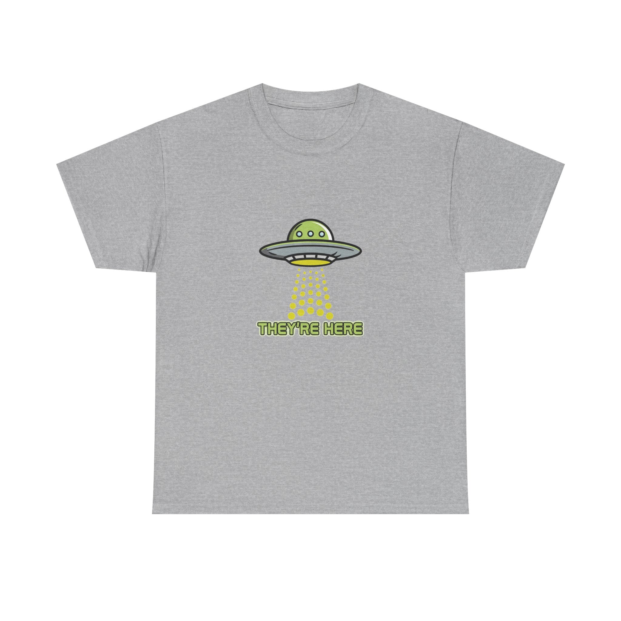 UFO Graphic Tee — "They’re Here" Alien Abduction T‑Shirt