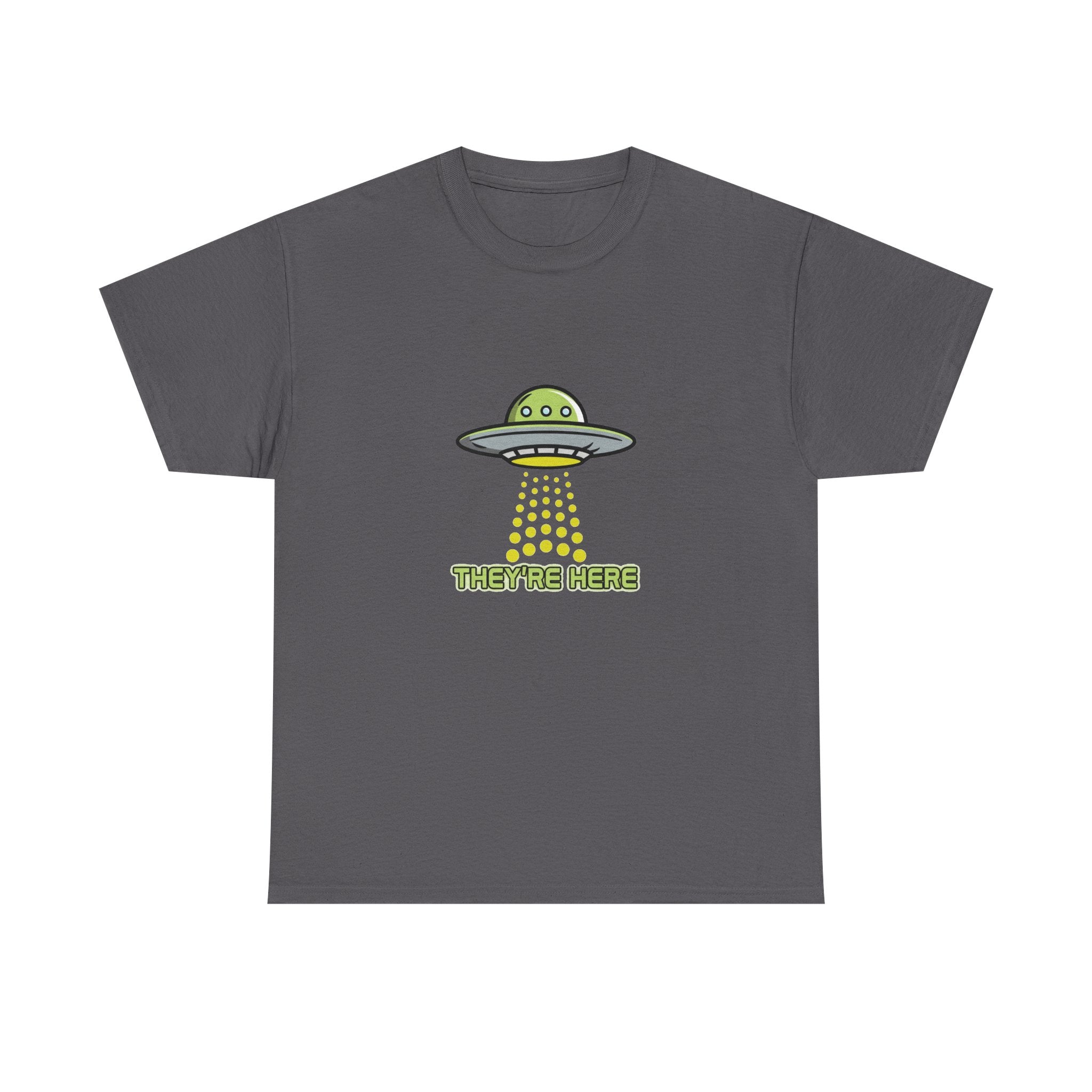 UFO Graphic Tee — "They’re Here" Alien Abduction T‑Shirt