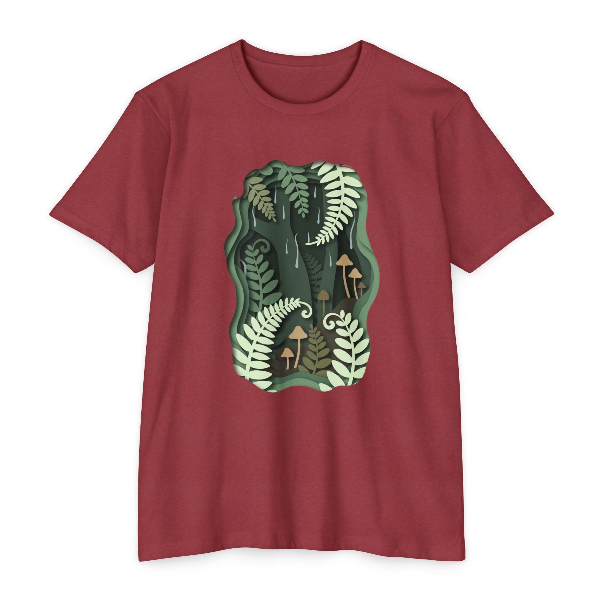Fern & Fungi Graphic T-Shirt — Botanical Mushroom Nature Tee