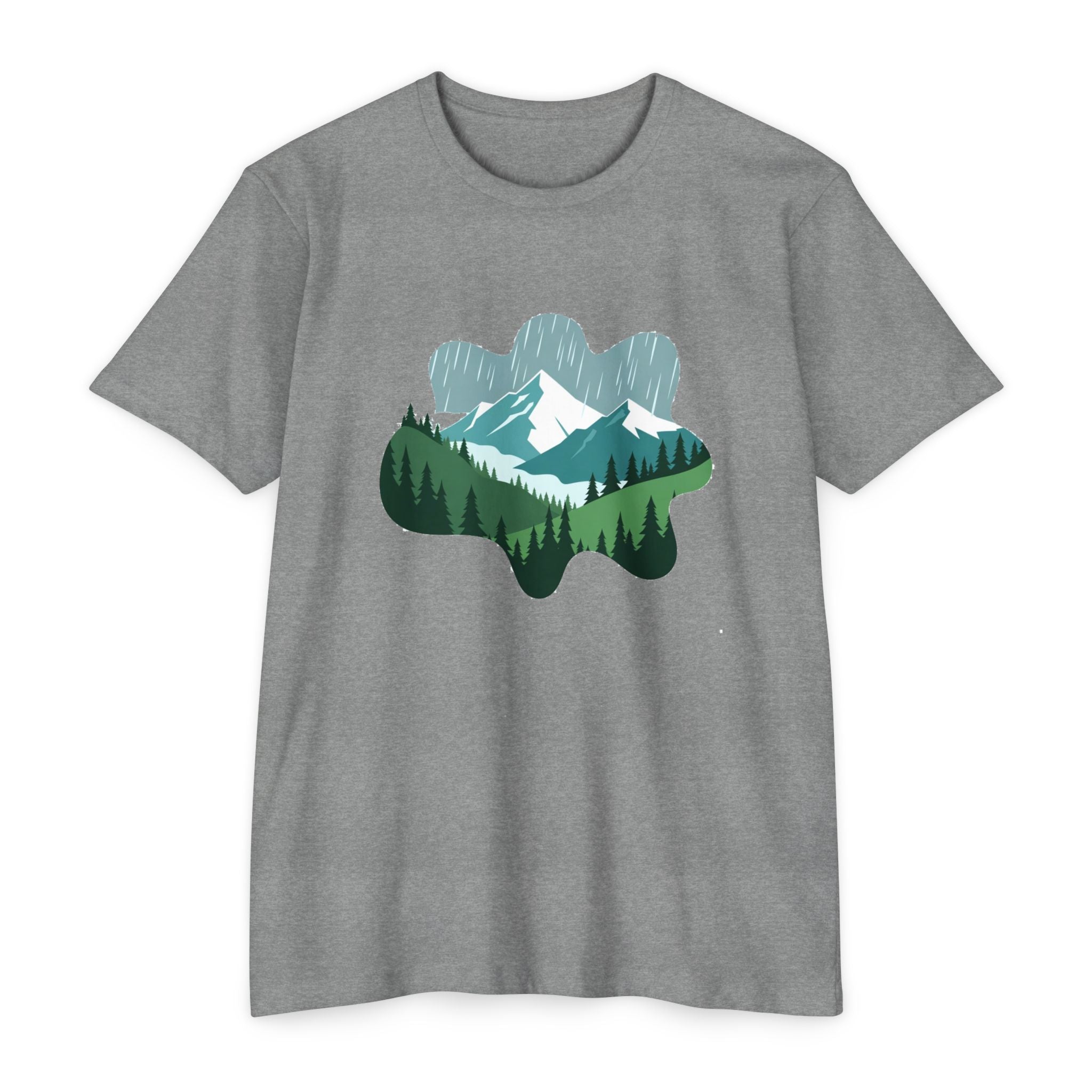 Mountain Paw Print T-Shirt — Scenic Forest & Snowy Peak Tee