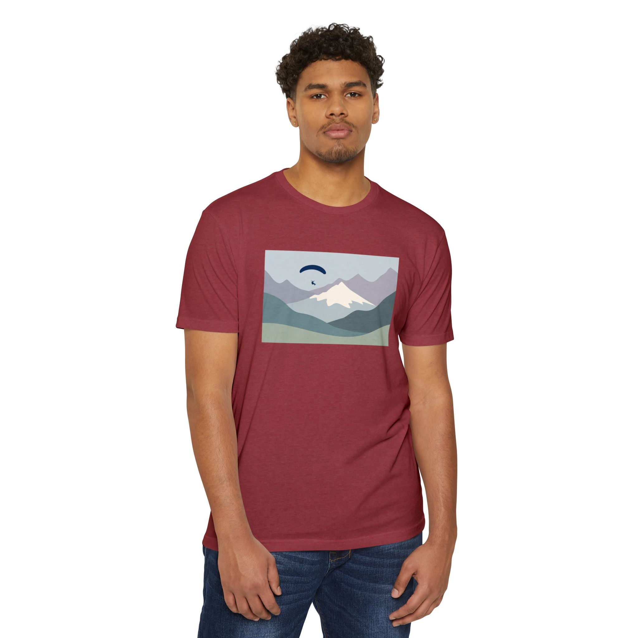 Mountain Paraglider Tee — Minimalist Scenic Graphic T-Shirt